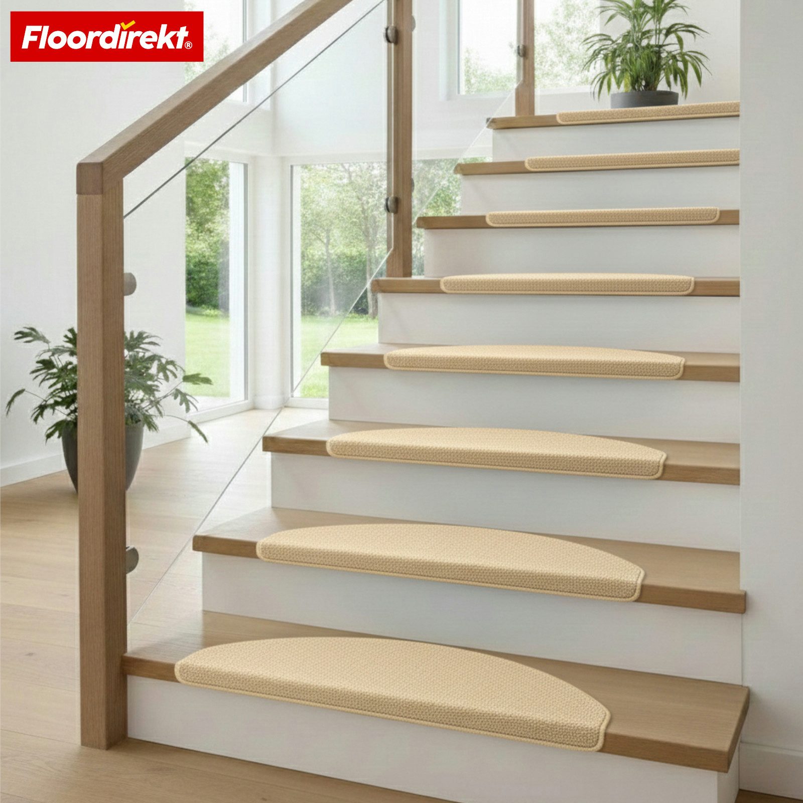 Floordirekt Stufenmatte Treppenmatte halbrund Wien Velours rutschfest selbstklebend, Gekettelt für hohe Langlebigkeit – Bild 5 von 5