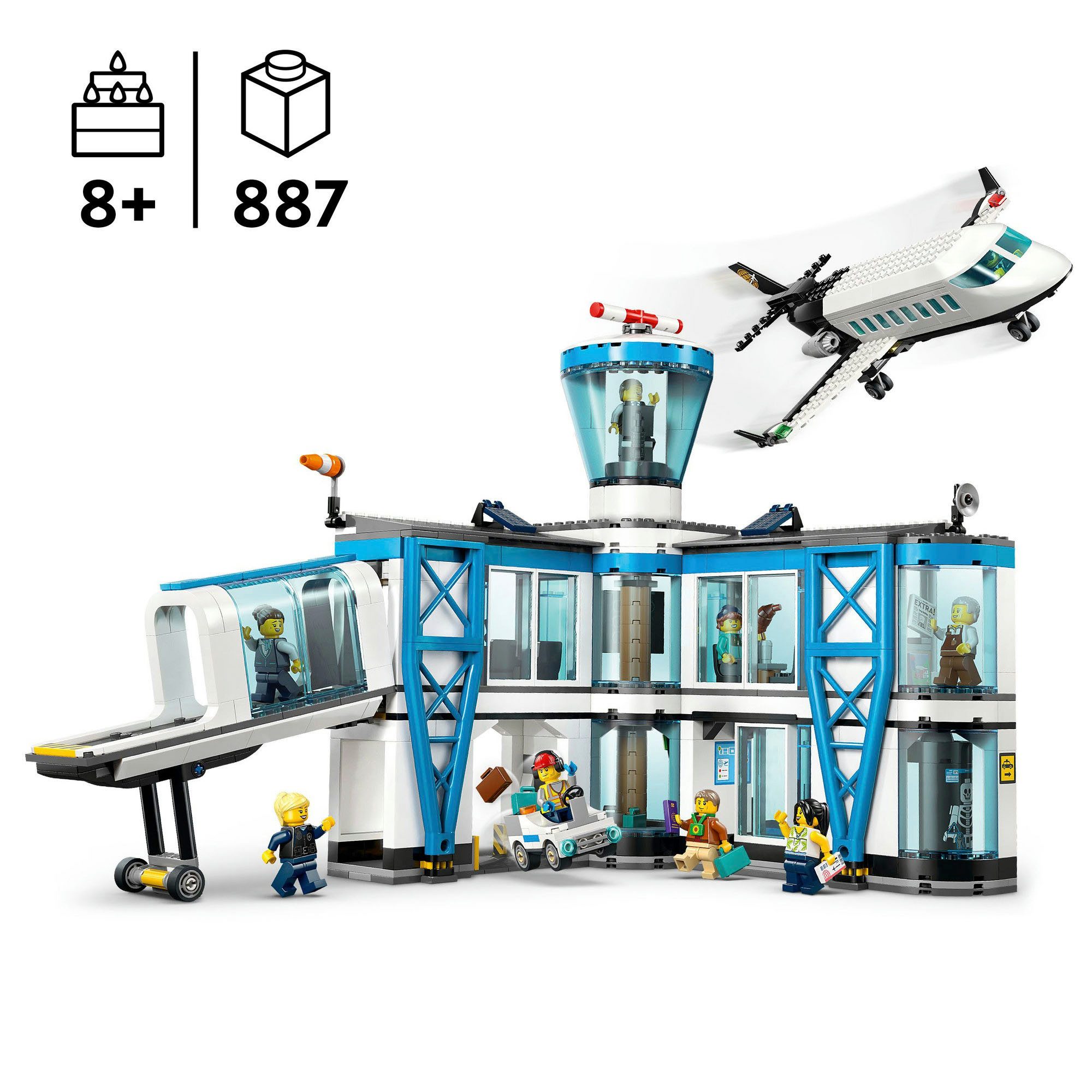 LEGO® Flughafen mit Flugzeug (60502), LEGO City Konstruktionsspielsteine, (887 St), Made in Europe