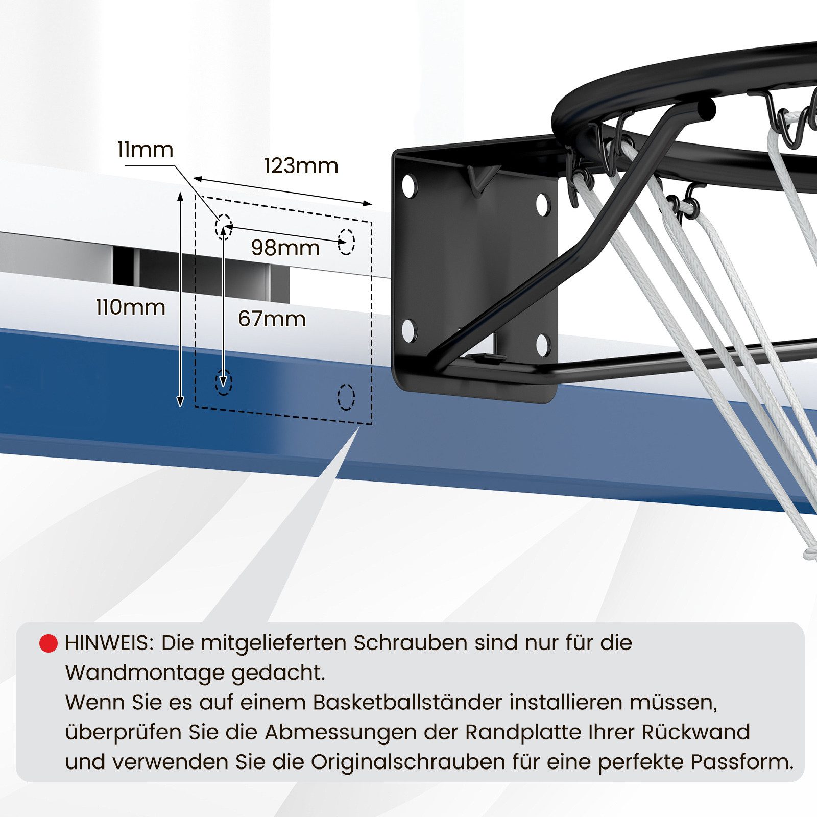 COSTWAY Basketballkorb, Ø45cm Basketballring mit Netz