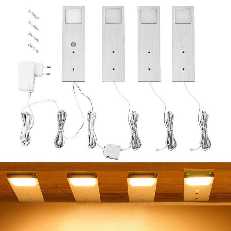 oyajia LED Unterbauleuchte 5W LED Unterbauleuchten, Flache Küchenleuchte mit Touch-Dimmfunktion, LED fest integriert, Warmweiß, Aluminium Einbaustrahler, Vitrinenleuchten Möbelleuchte Küche Möbel Set