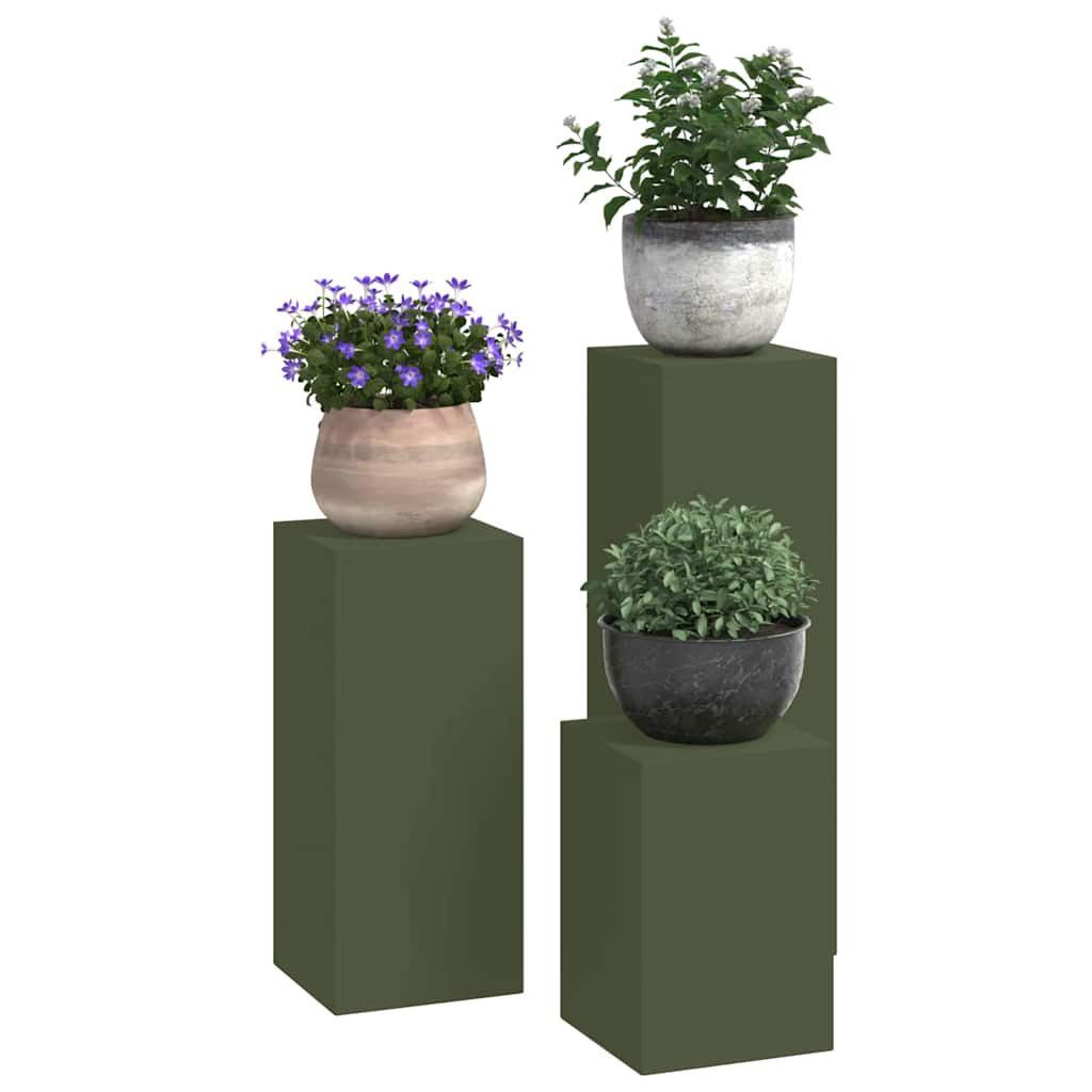 vidaXL Blumenständer Pflanzenständer 3 pcs Olivgrün günstig online kaufen
