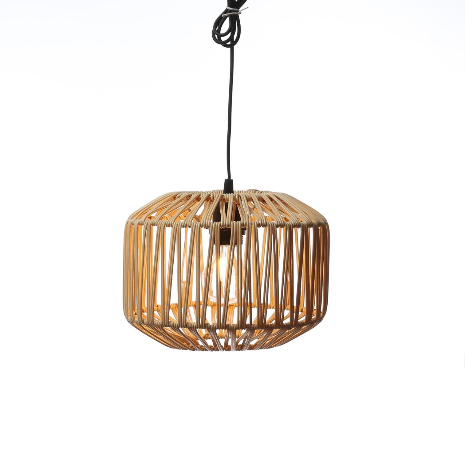 MARELIDA Hängeleuchte LED Lampenschirm aus Kunststoffseil für Terrasse Balkon 24,5cm Timer, LED Classic, warmweiß (2100K bis 3000K)