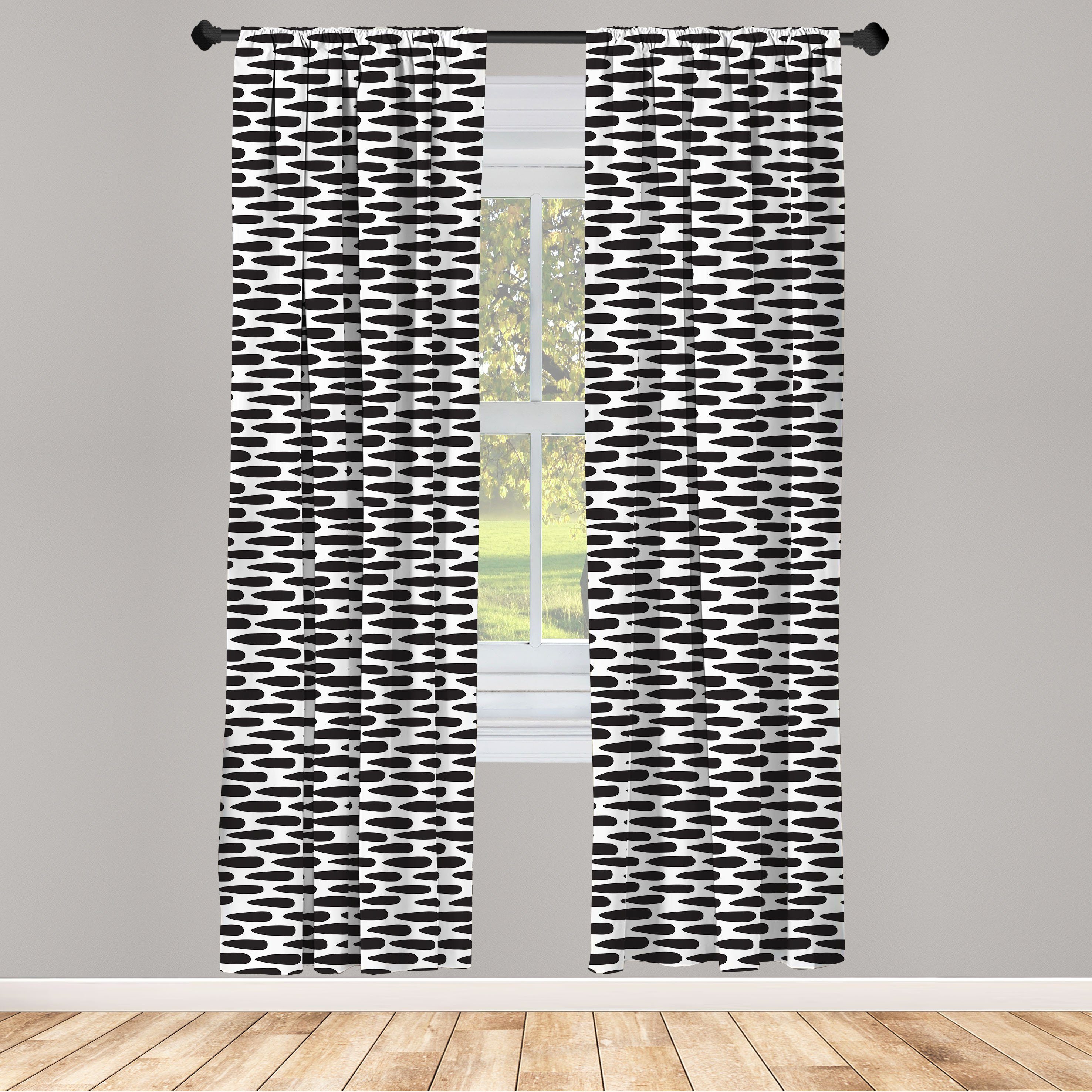 Gardine Vorhang für Wohnzimmer Schlafzimmer Dekor, Abakuhaus, Microfaser, Einfarbig Abstrakte Pinsel Mark Kunst