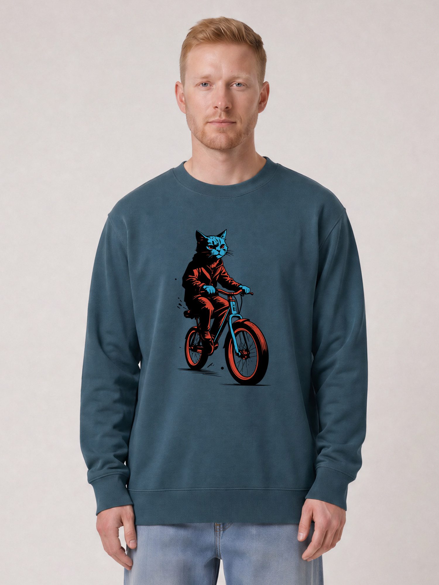 wat? Apparel Sweatshirt Katze auf Fahrrad