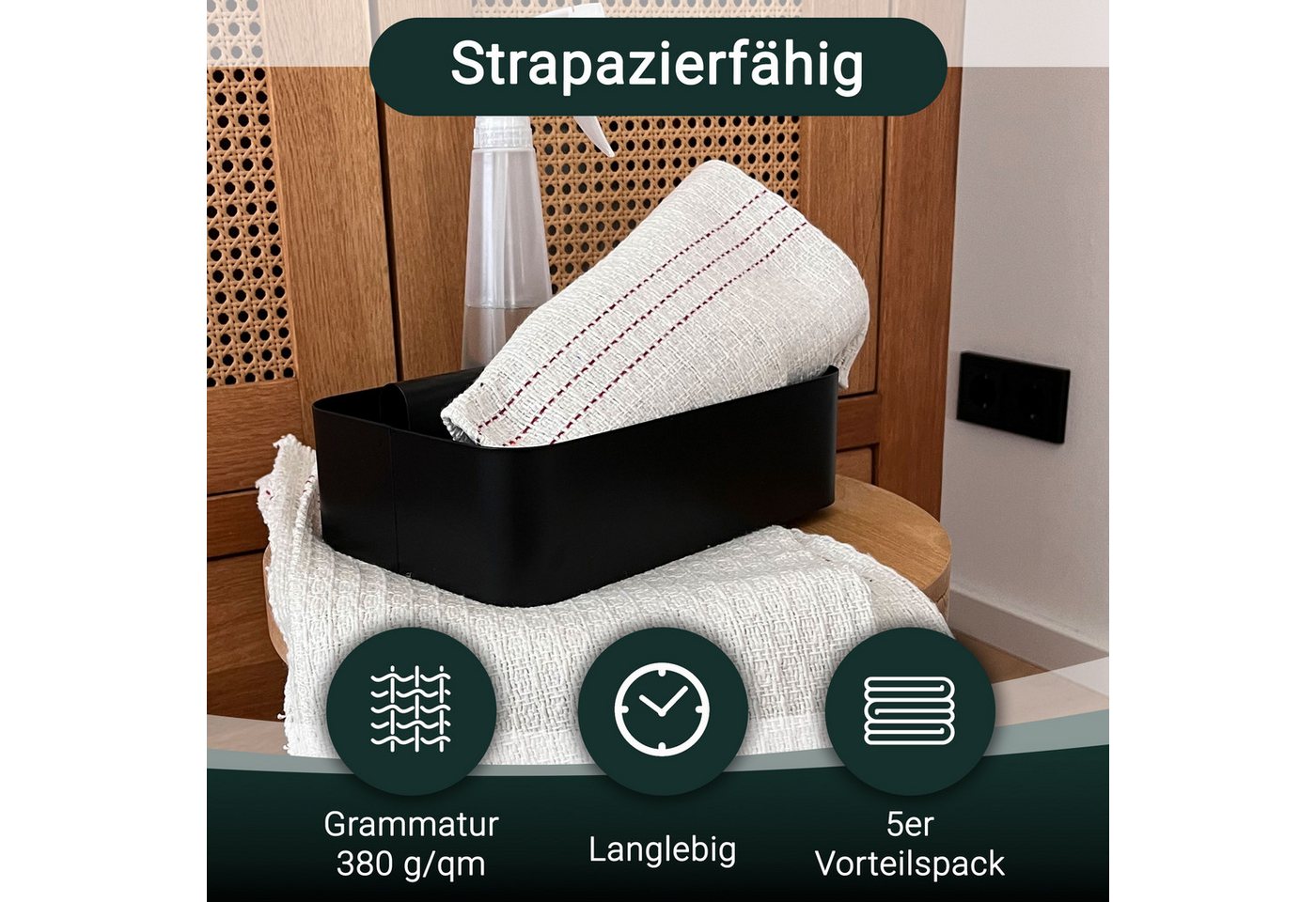 Thumbnail - ZOLLNER Reinigungstücher (80% Polyacryl / 20% Polyester, 55x60 cm, Set, 55 x 60 cm, 80% Polyacryl / 20% Polyester, vom H...