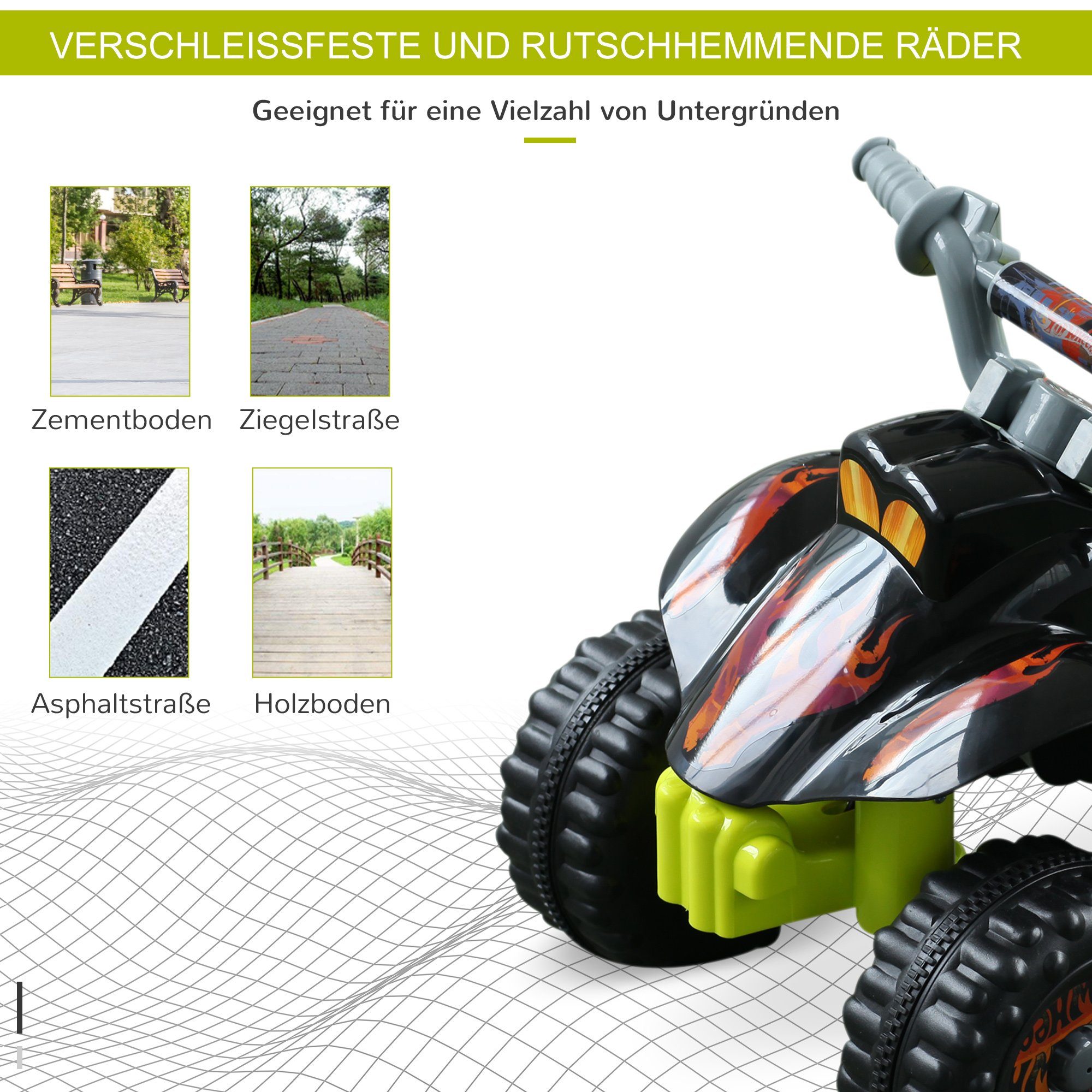 HOMCOM Kinderquad, Quad Gelb Motorrad Kinderquad Kinderauto gelb-schwarz Elektro-Kinderquad ATV Elektrisch Elektroquad