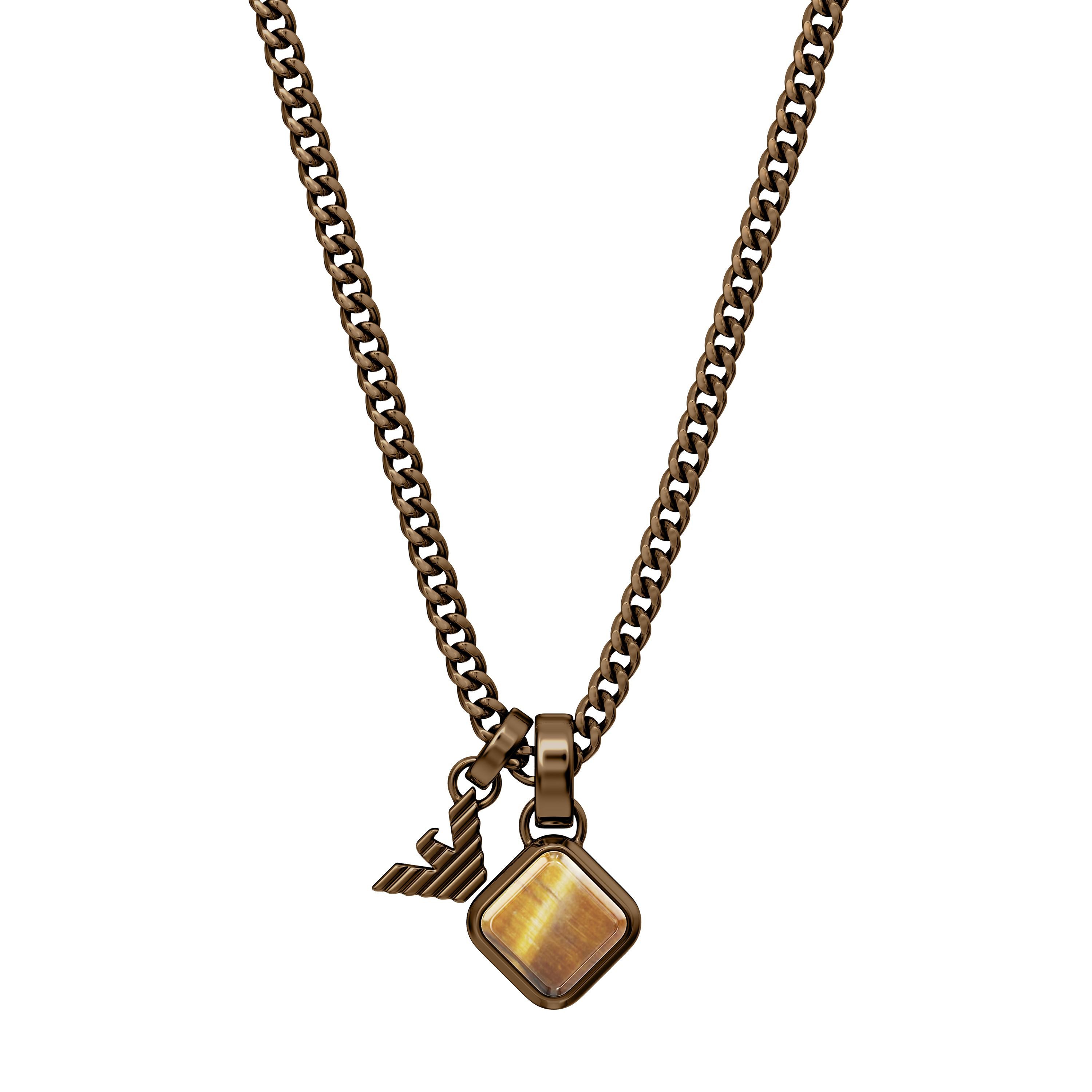 Emporio Armani Kette mit Anhänger, mit Tigerauge