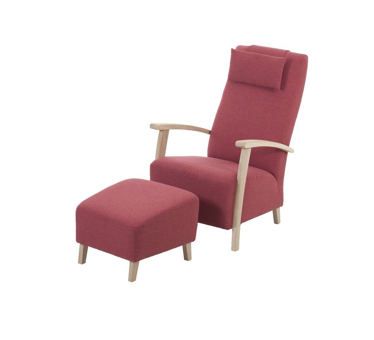 KAWOLA Relaxsessel REIKI, hoch Stoff rot inklusive Hocker | Sessel