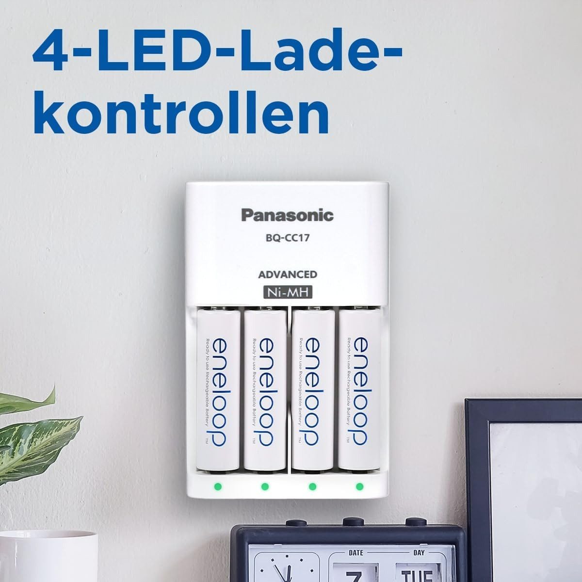 eneloop Ladegerät mit 4x AA Akkus 2000 mAh – NiMH Ladegerät Set Batterie-Ladegerät (Komplettset)