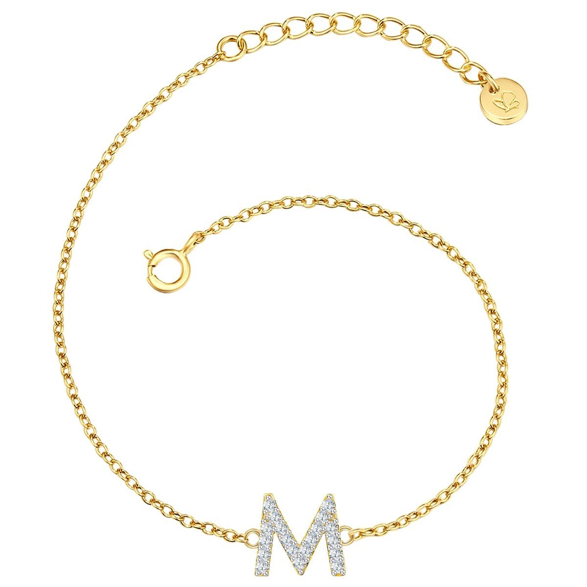 Glanzstücke München Silberarmband Buchstabe M gelbgold, mit Buchstaben-Anhänger