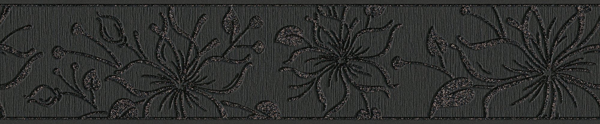 Tapete Bordüre Création Holzoptik Only Borders, aufgeschäumt, A.S. floral, Bordüre schwarz/anthrazit