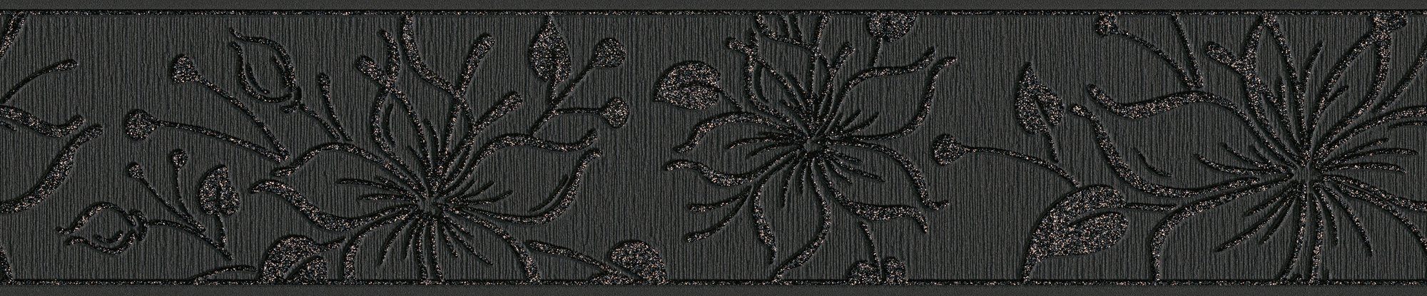 A.S. Création Bordüre Only Borders, aufgeschäumt, floral, Tapete Bordüre Holzoptik schwarz/anthrazit