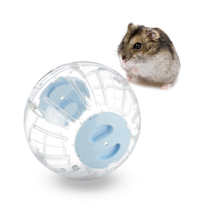 relaxdays Tierball Hamsterball mit hellblauem Deckel Kunststoff