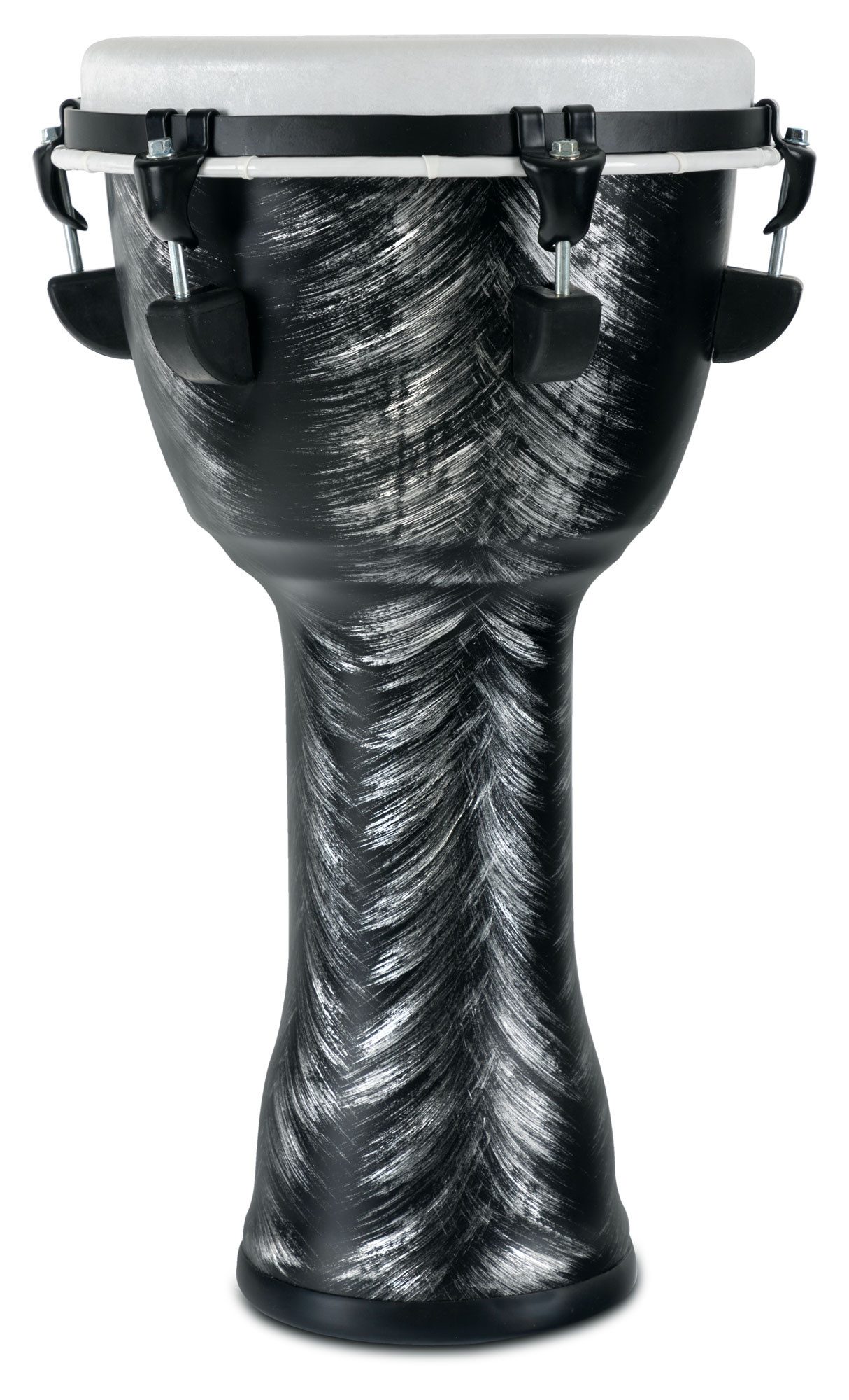 XDrum Djemben ED-10 Silver Brush mit 10 Zoll und Stimmschlüssel,Set, 1-St., Silver-Brush-Optik und sechs Stimmschrauben