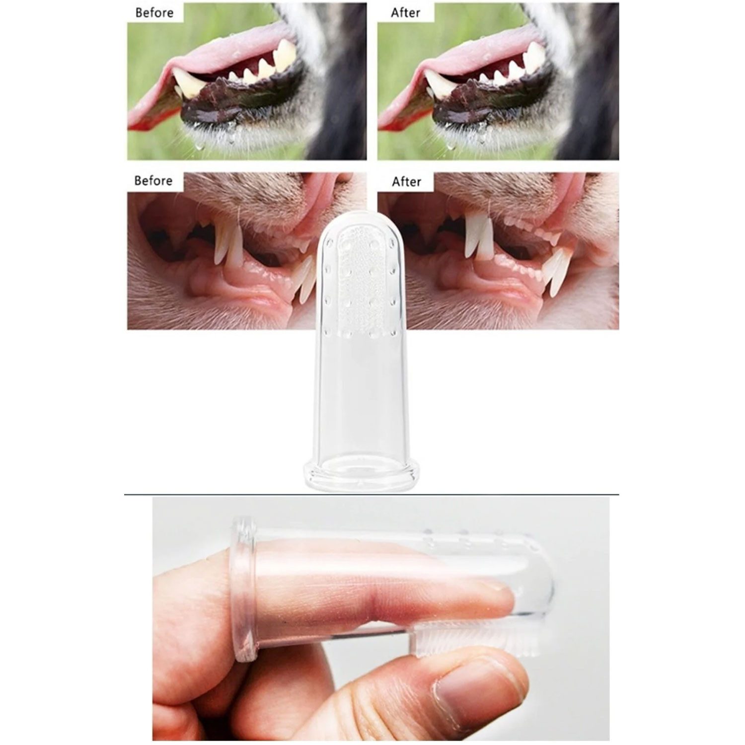 Jungengel Tier-Fingerzahnbürste Finger-Zahnbürste für Haustiere – Silikon-Bürste für Hunde & Katzen, Silikonmaterial, für alle Haustiergrößen geeignet