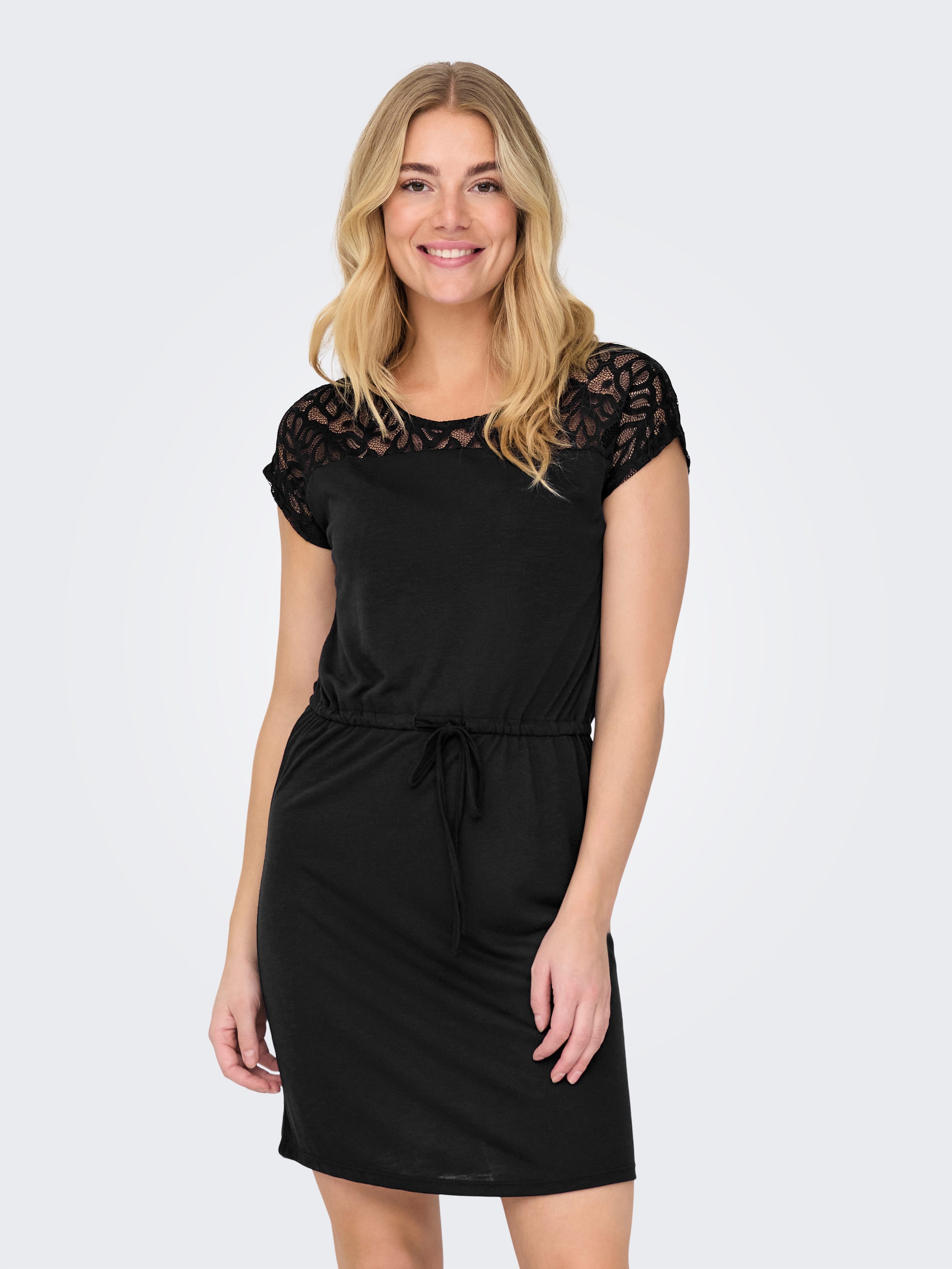 ONLY Spitzenkleid ONLSINDY LIFE S/S O-NECK MIX DRESS JRS Sommerkleid günstig online kaufen