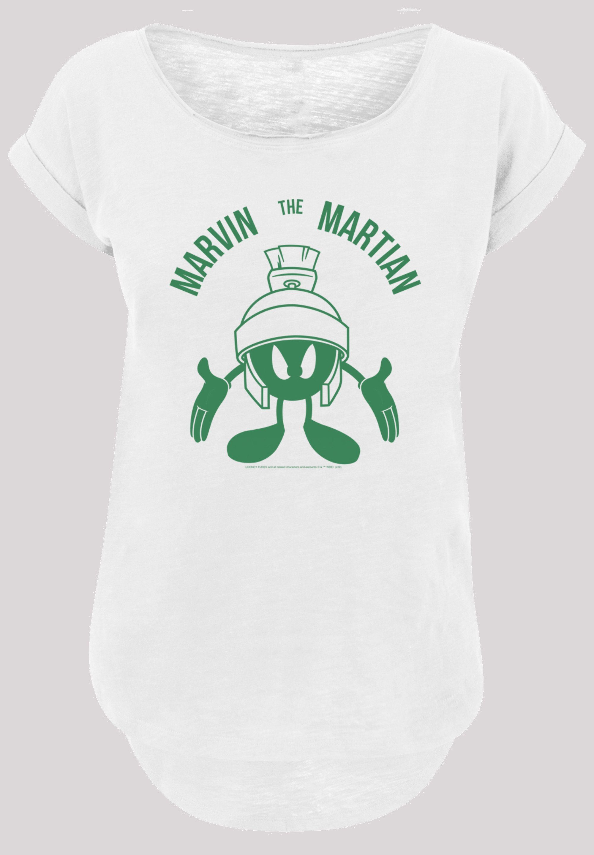 F4NT4STIC Kurzarmshirt Damen Marvin The Martian Large Head with Ladies Long  Slub Tee (1-tlg)