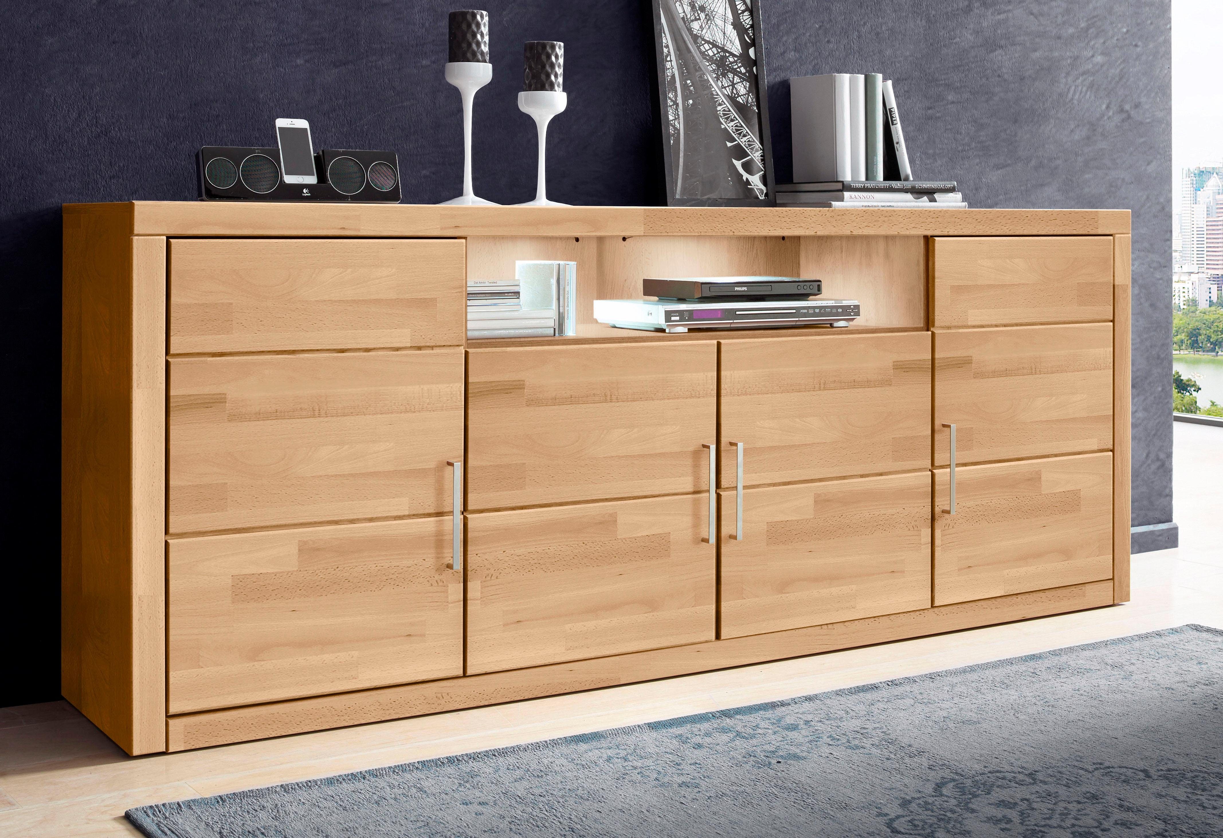 Sideboard Logo,200cm breit,42 cm tief,Fronten Massivholz,11 Fächer