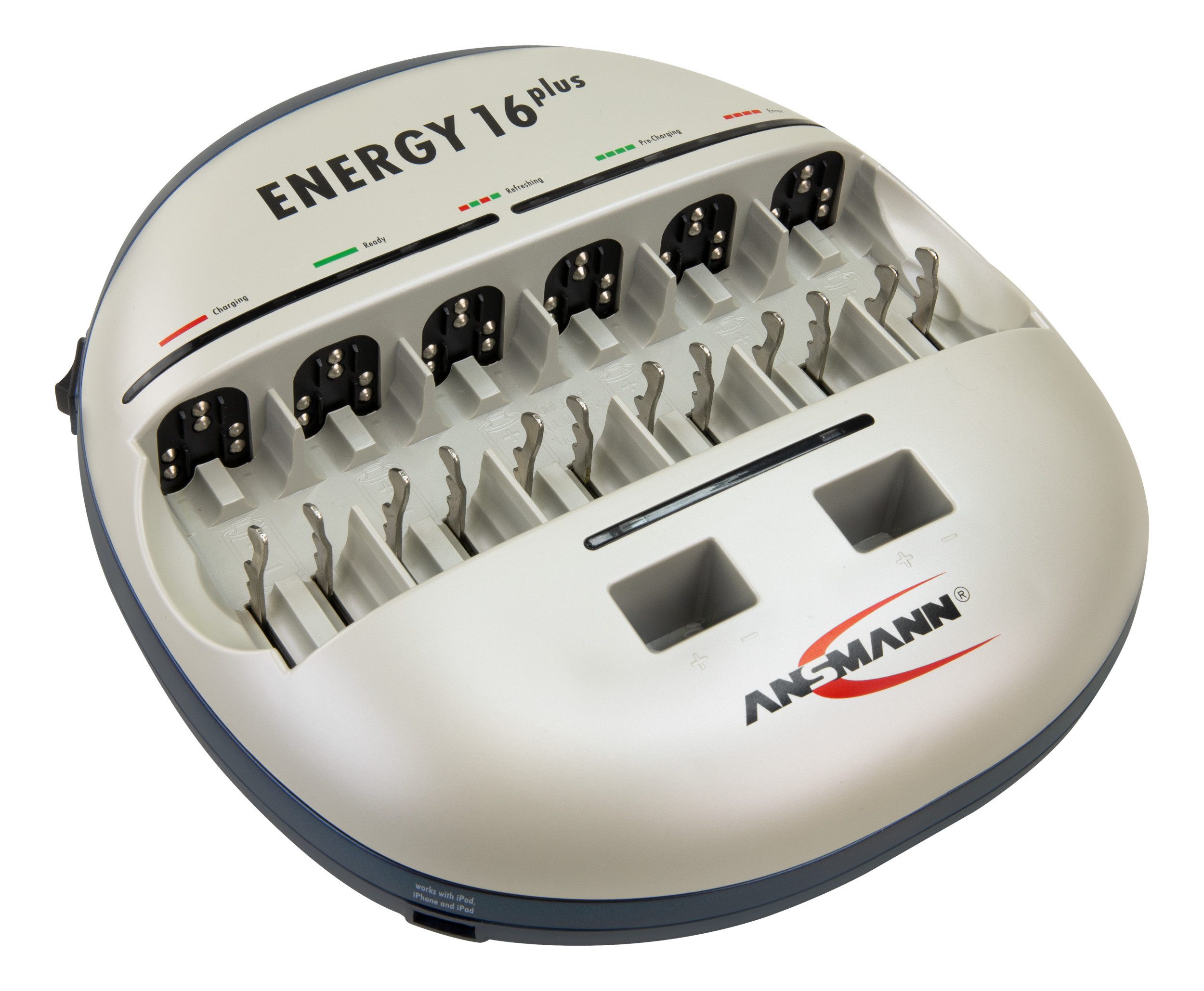 ANSMANN AG Energy 16 Plus Akku Ladegerät - für AAA, AA, C, D, 9V E-Block & USB Universal-Ladegerät