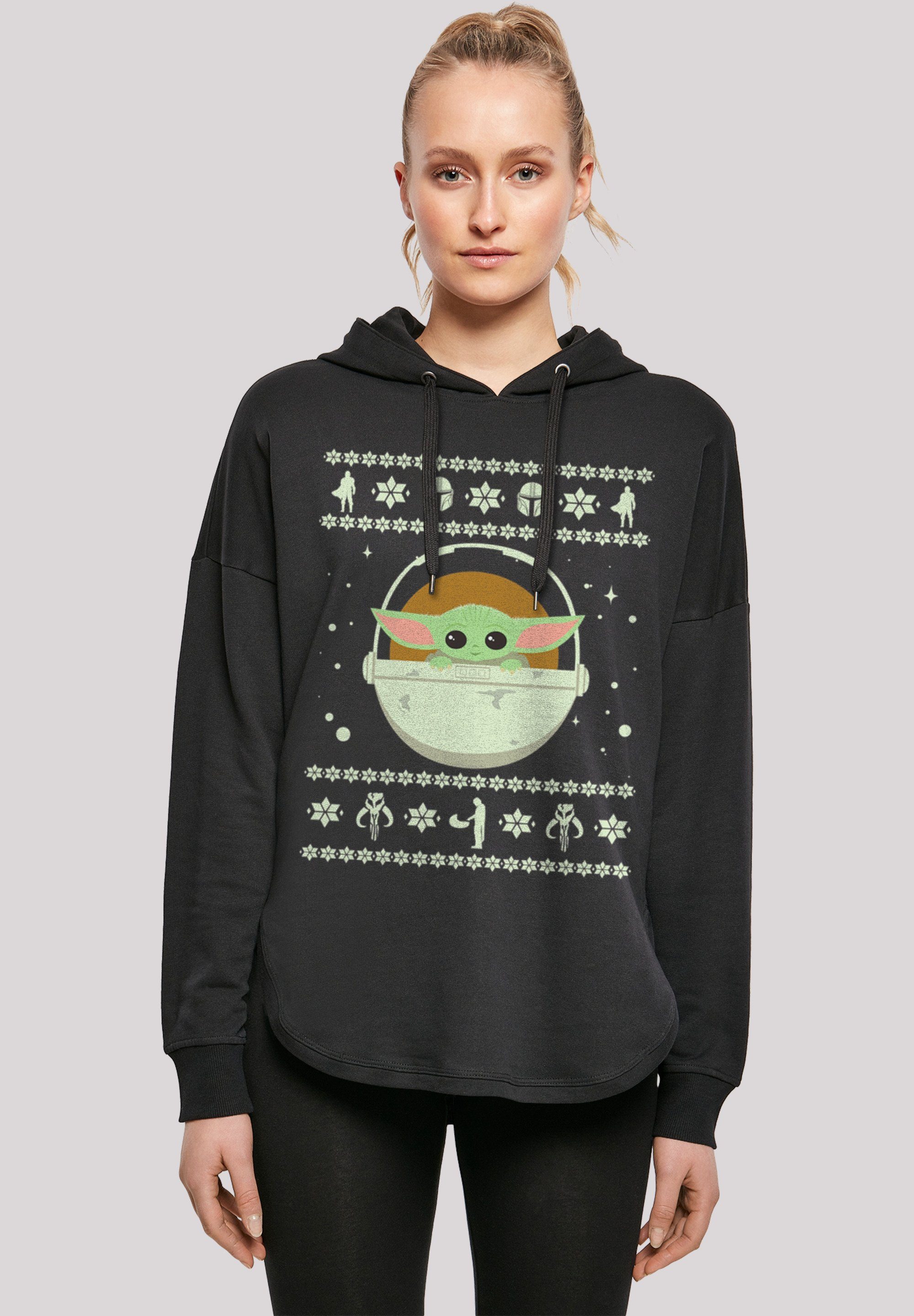 schwarz Star Wars Christmas F4NT4STIC The Mundalorian Print Kapuzenpullover