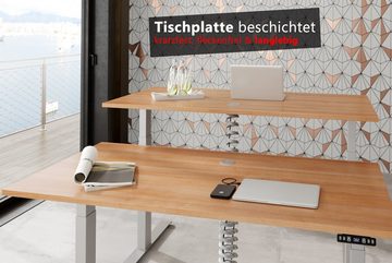 bümö Schreibtisch Schreibtisch elektrisch XDKB, Rechteck: 180 x 80 cm - Dekor: Nussbaum - Gestell: Weiß
