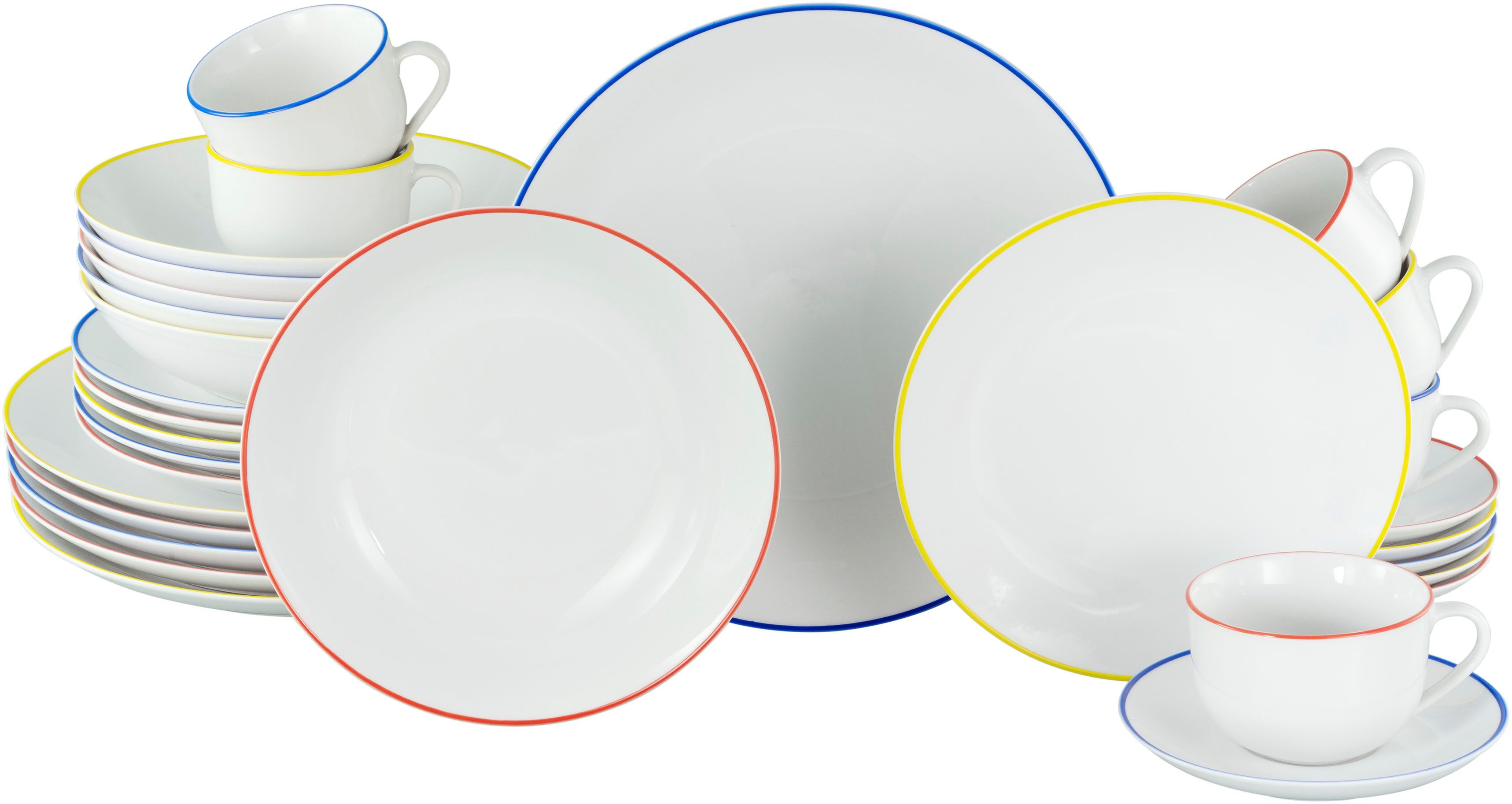 my home Комбинированное обслуживание Angi (30-tlg), 6 Personen, Porzellan, Geschirr-Set, harmonische, trendige Coupeform