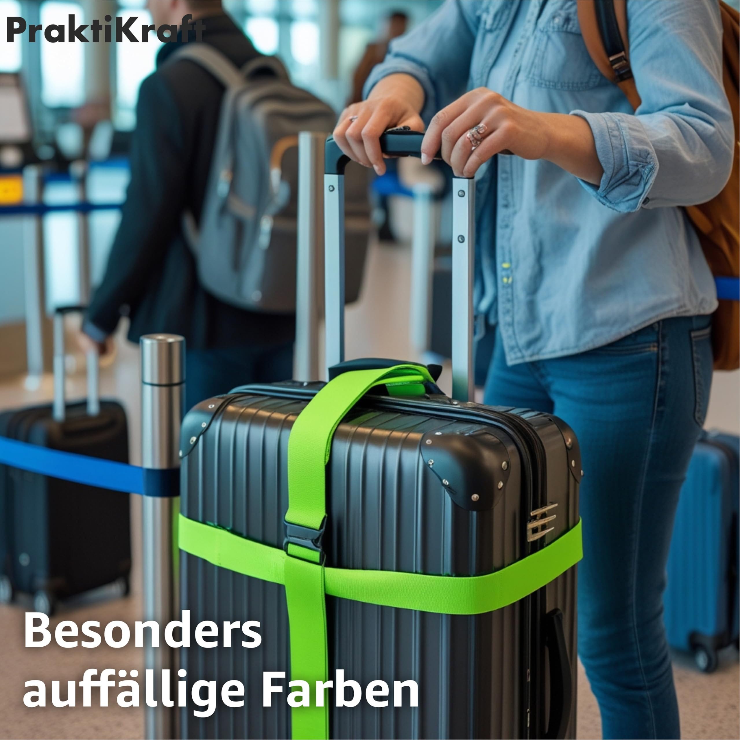 Praktikraft Koffergurt 4 Stück Kofferband & Koffergurt Set, (4er Set, 4-tlg., 4-teilig), mehrfarbig