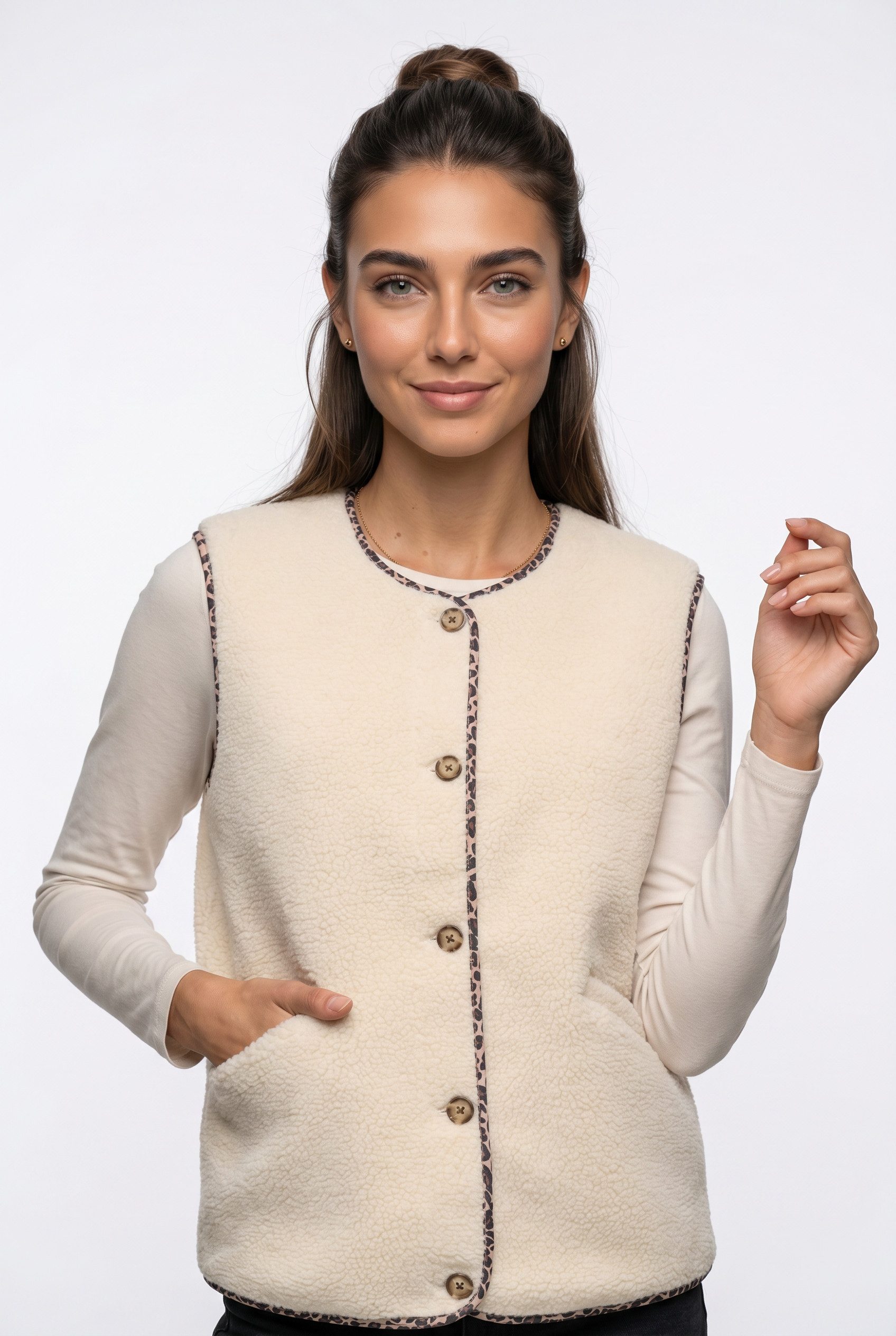 ONLY Plüschweste ONLBABY LIFE TEDDY VEST PNT CS Kunstfaser
