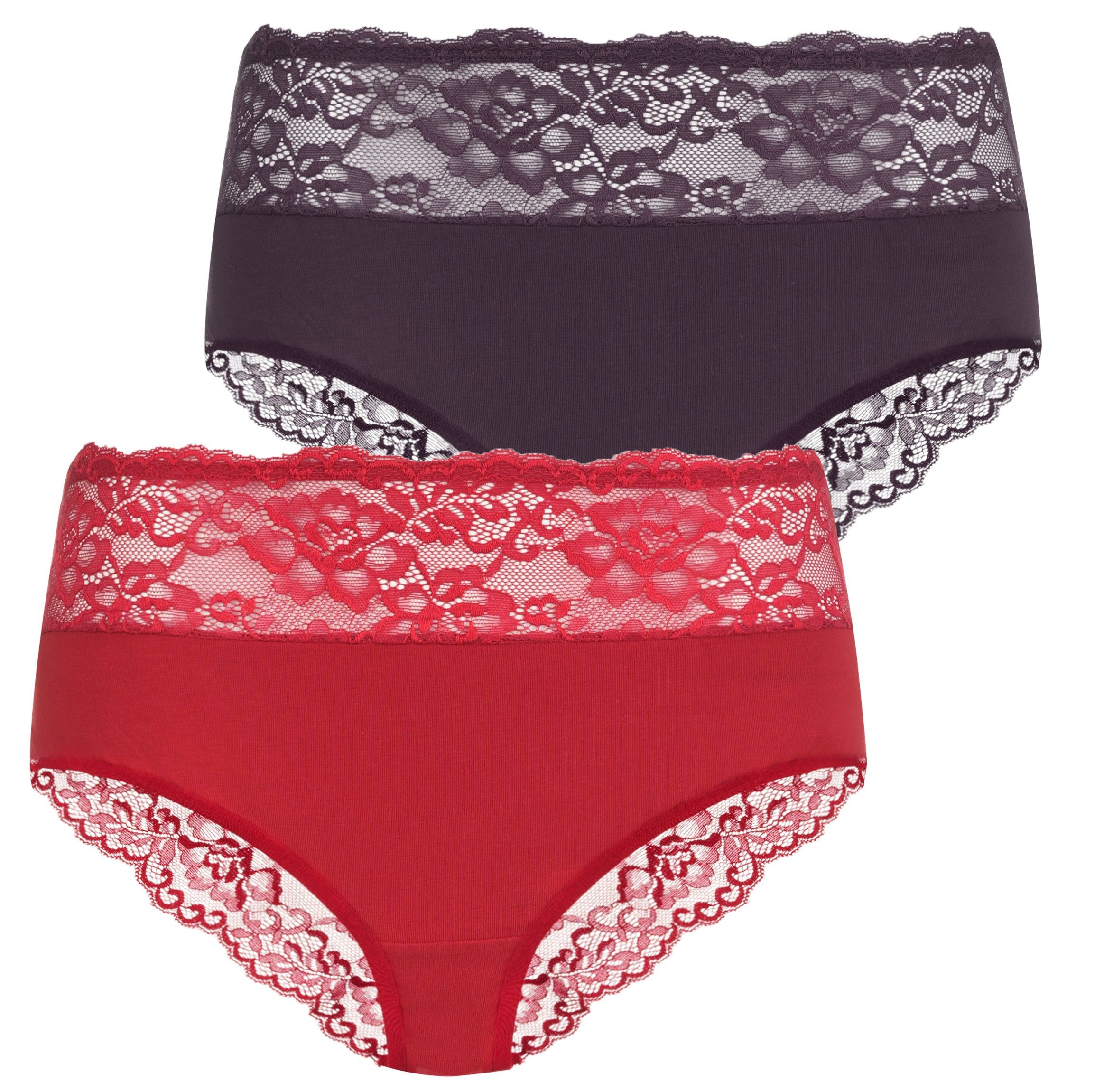 Evoni Hipster Damen Unterwäsche 2er Wäsche-Set Brazilian Slips Spitze