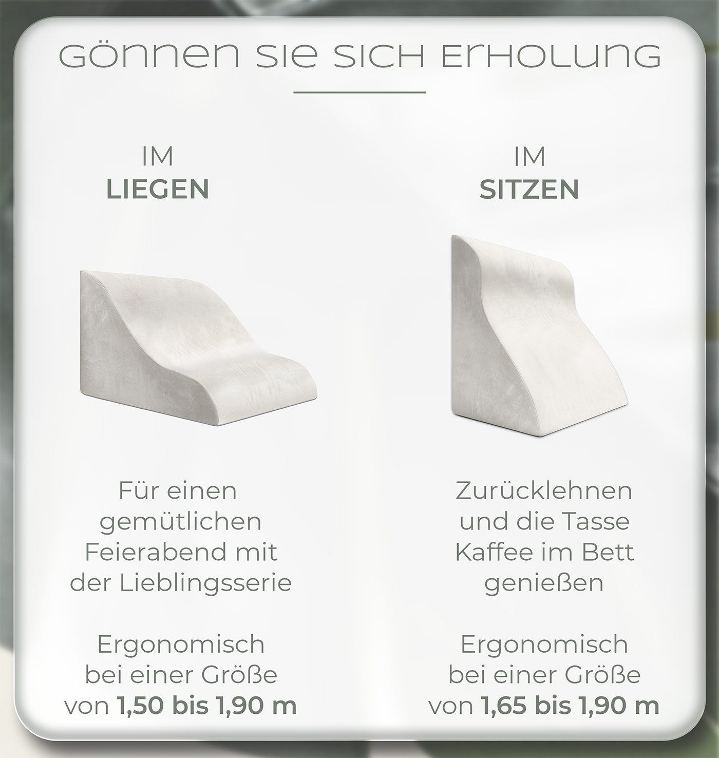 Well B4 Keilkissen Lesekissen für Bett und Sofa – Bequemes Rückenkissen mit Memory Foam, Verwendbar als Reflux Kissen, Keilkissen Bett, Bettkissen Rückenlehne im Sitzen und Liegen