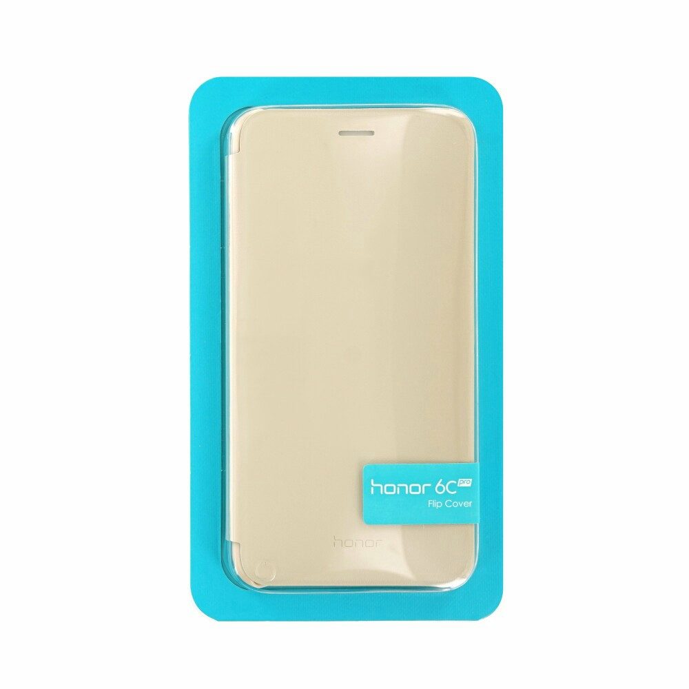 Huawei Handytasche Original Flip Handyhülle für Huawei Honor 6C Pro Gold 51992143 (Flip Cover)