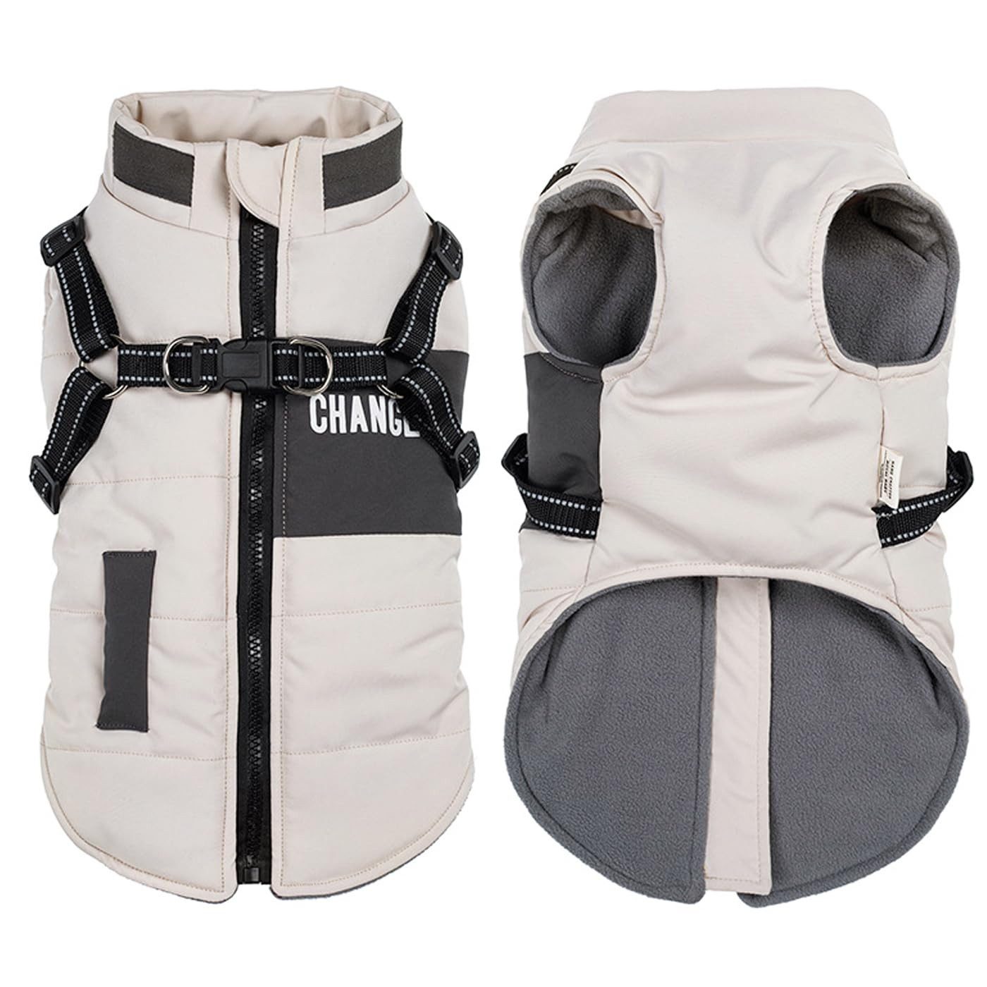 Ledander Hundejacke Hunde Winterjacken,Warme Hundemäntel Reflektierend Hundekleidung, Wasserdichte Welpenweste für kaltes Wetter mit Hundegeschirr