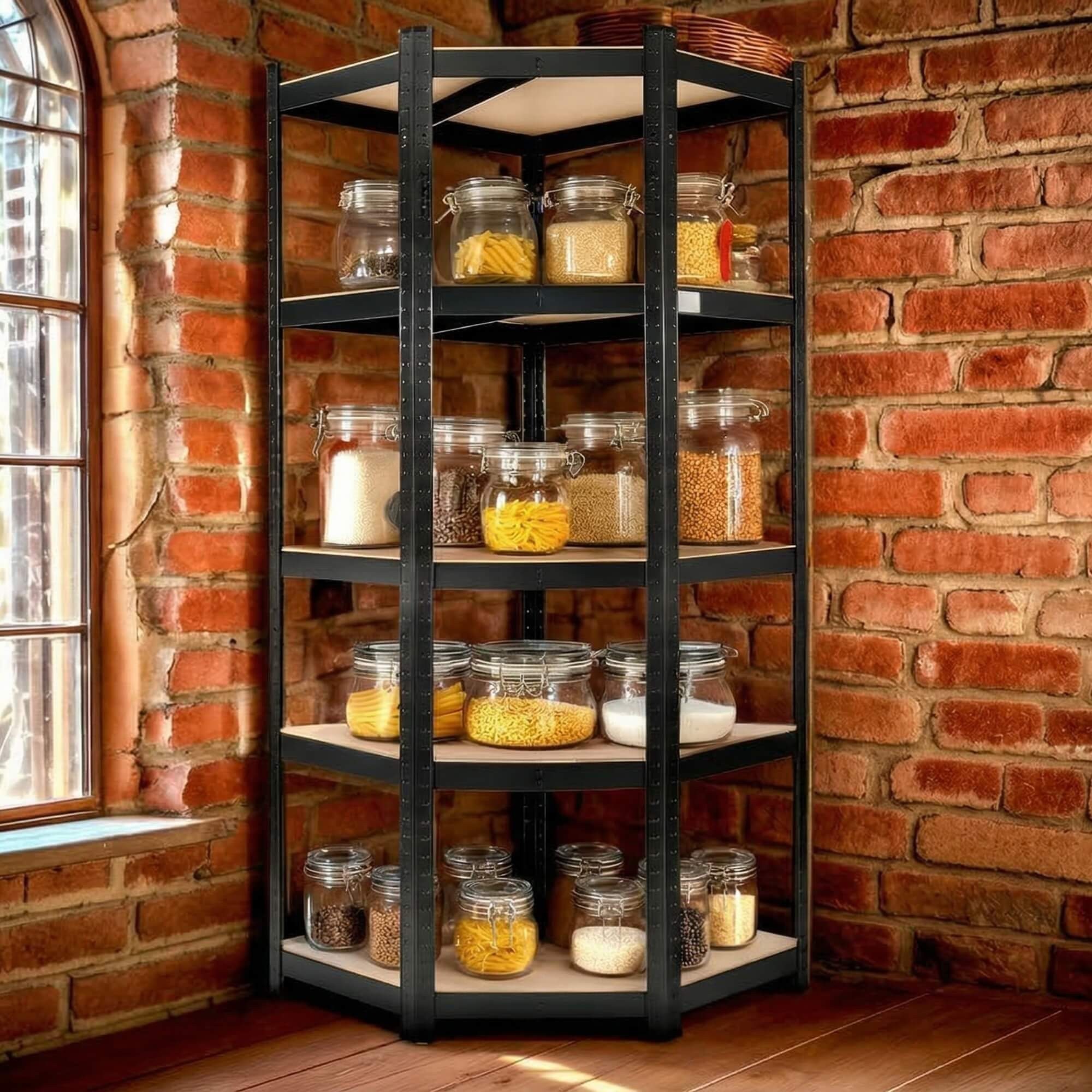 Arebos Eckregal 180x70x70 cm, 875 kg, Traglast, Steckregal, Lagerregal, Flexibel einsetzbar: für Werkstatt, Garage, Keller oder Lager