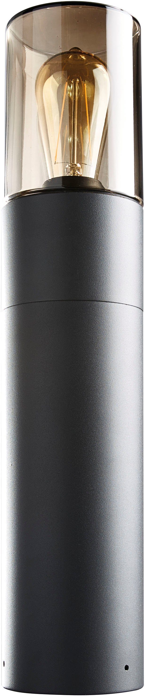 HEITRONIC Pollerleuchte Santorin, ohne Leuchtmittel, Pollerleuchte, Außenlampe, Außenleuchte, Lichtaustritt aus Rauchglas