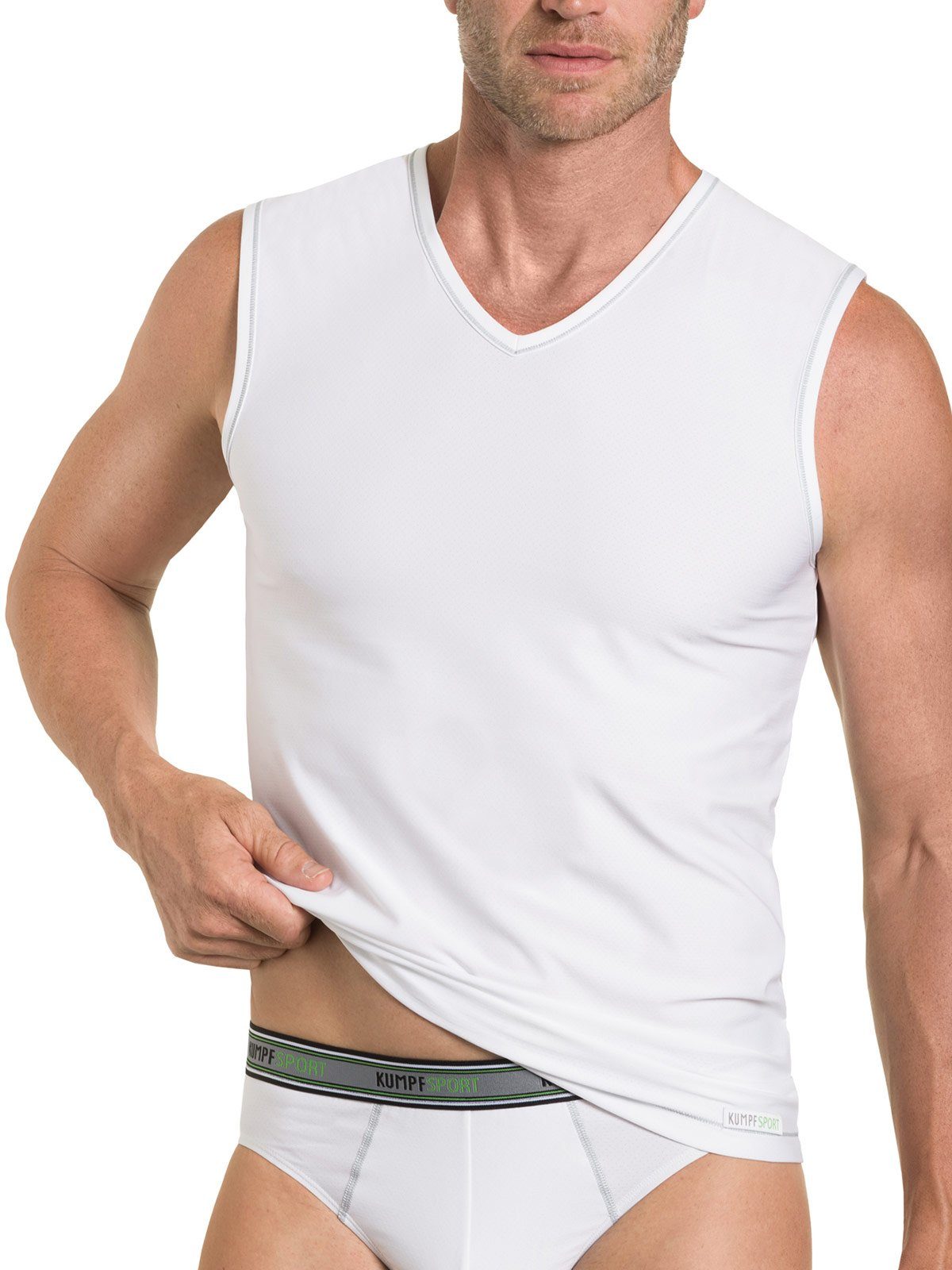 Herren weiss Materialmix Tactel Achselshirt (Stück, Sportwäsche 1-St) KUMPF Achselhemd