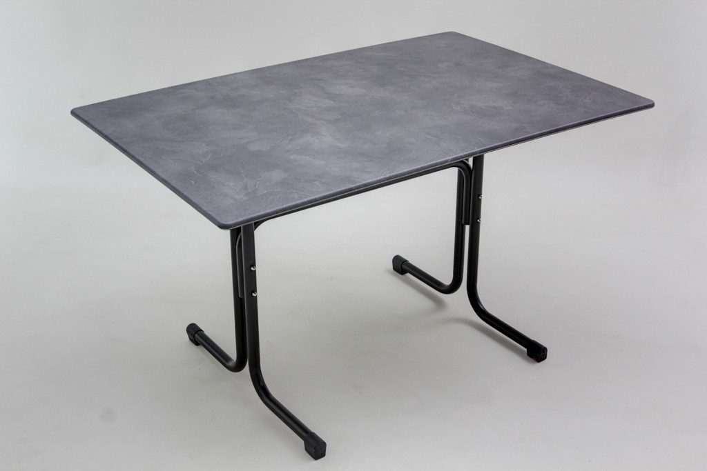 Fritz Müller Metallwarenfabrik GmbH Gartentisch dark slate 120 x 80 cm HPL Klapptisch wetterfest klappbar (Spar-Set, 1-St., 1 Tisch), klappbar mit HPL Platte Made in Germany