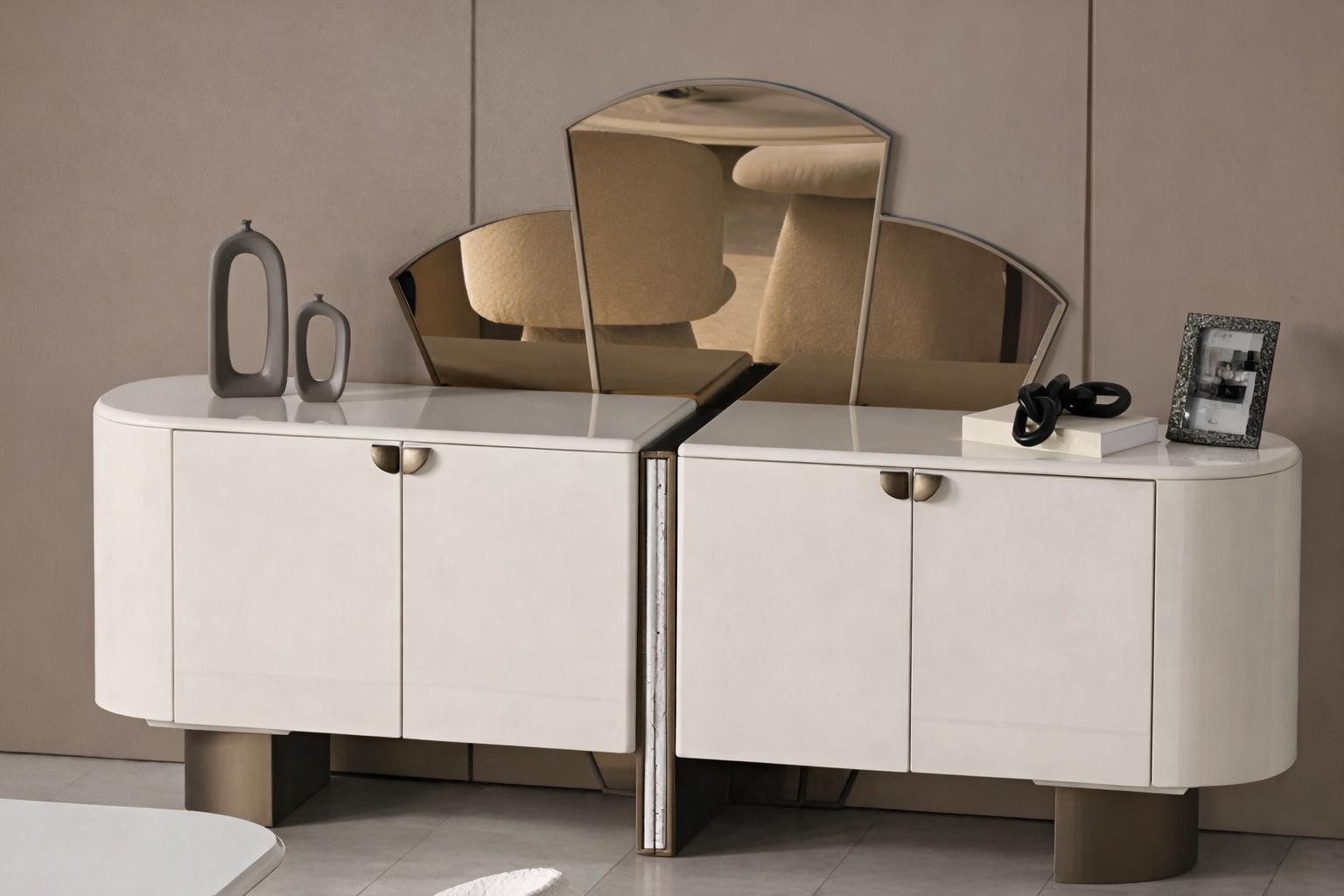 JVmoebel Konsolentisch Elegantes Konsole und Spiegel Set mit modernen Metallakzenten