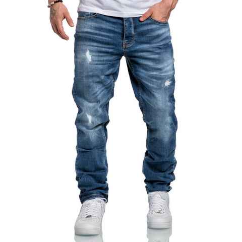 Amaci&Sons Straight-Jeans MEDFORD Destroyed Jeans Herren Regular Fit Destroyed Jeans