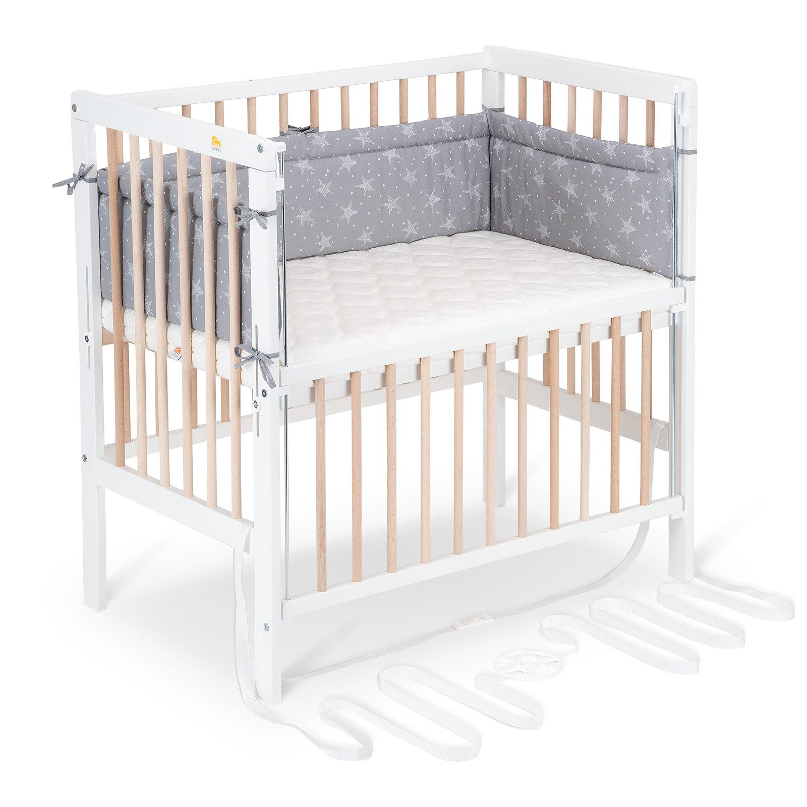 Beistellbett Flex weiß / natur, 90 x 55 cm Liegefläche