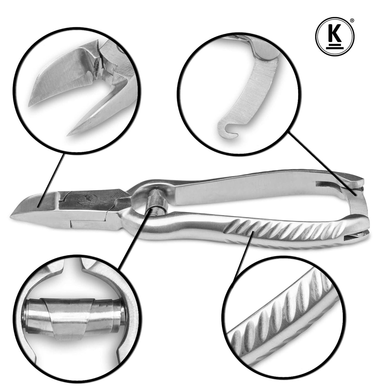K-Pro Nagelzange Nagelzange Fußpflege Edelstahl für harte Nägel, 1-tlg., scharf