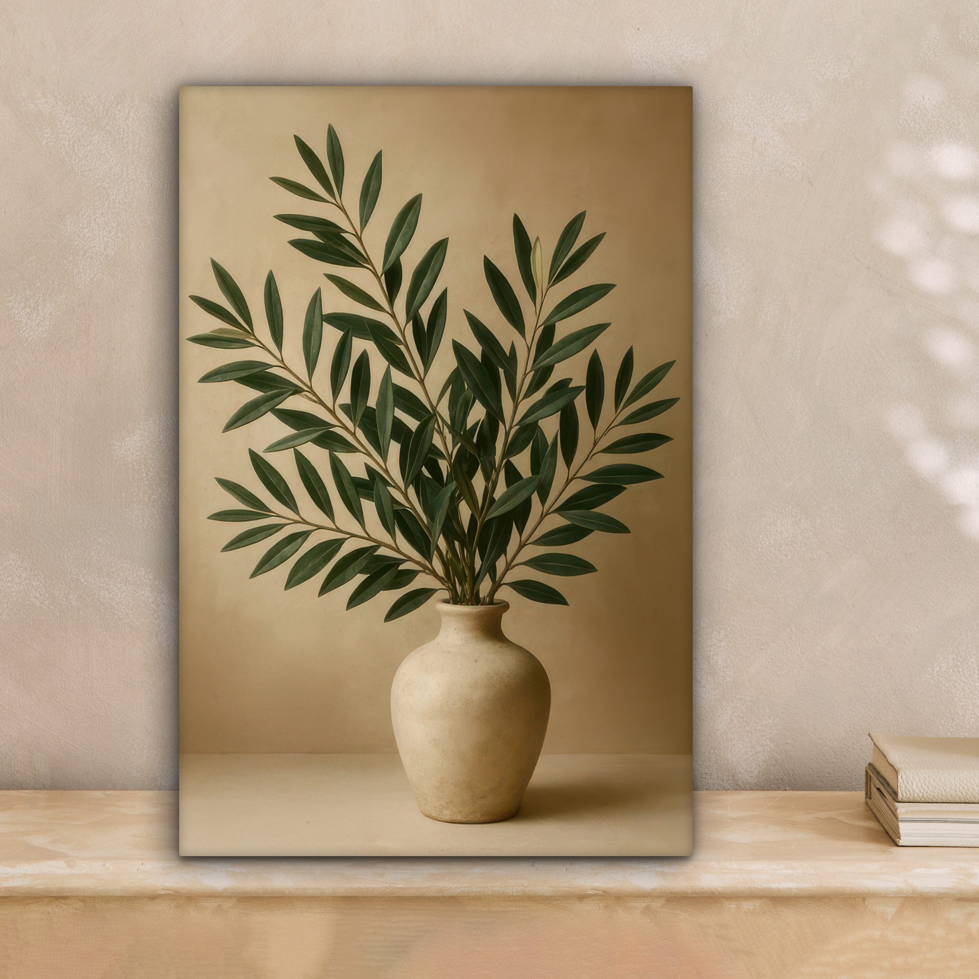 OneMillionCanvasses® Leinwandbild Vase - Olivenzweige - günstig online kaufen