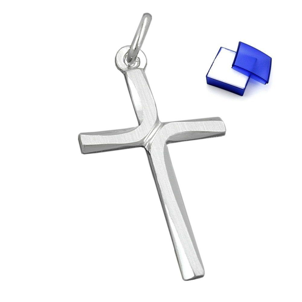 unbespielt Kreuzanhänger Kettenanhänger Anhänger Religiöses Kreuz mattiert glänzend 925 Silber 29 x 17 mm inkl. kleiner Schmuckbox, Silberschmuck für Damen und Herren