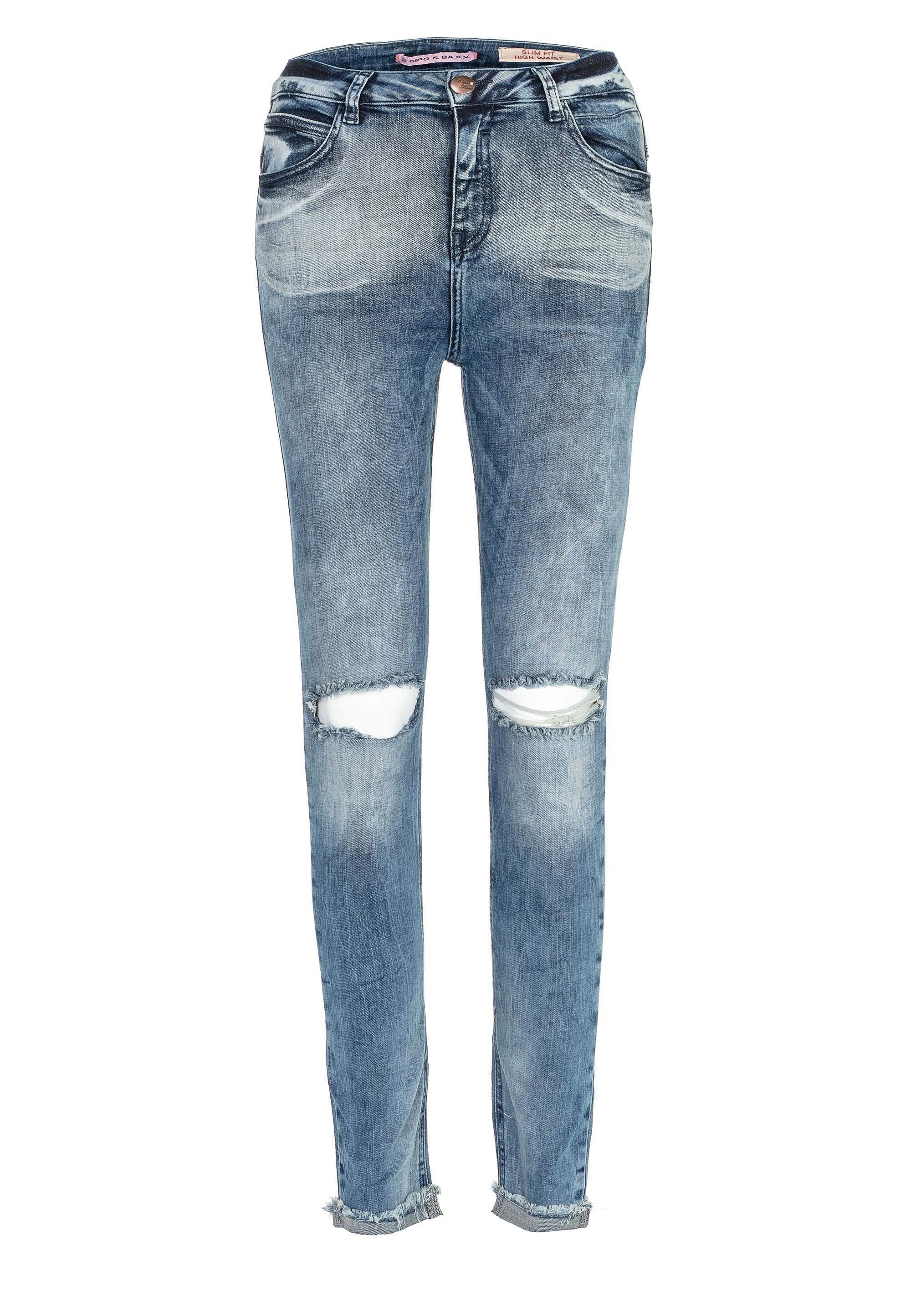 Cipo & Baxx Slim-fit-Jeans mit coolen Cut-Outs in Hight Waist