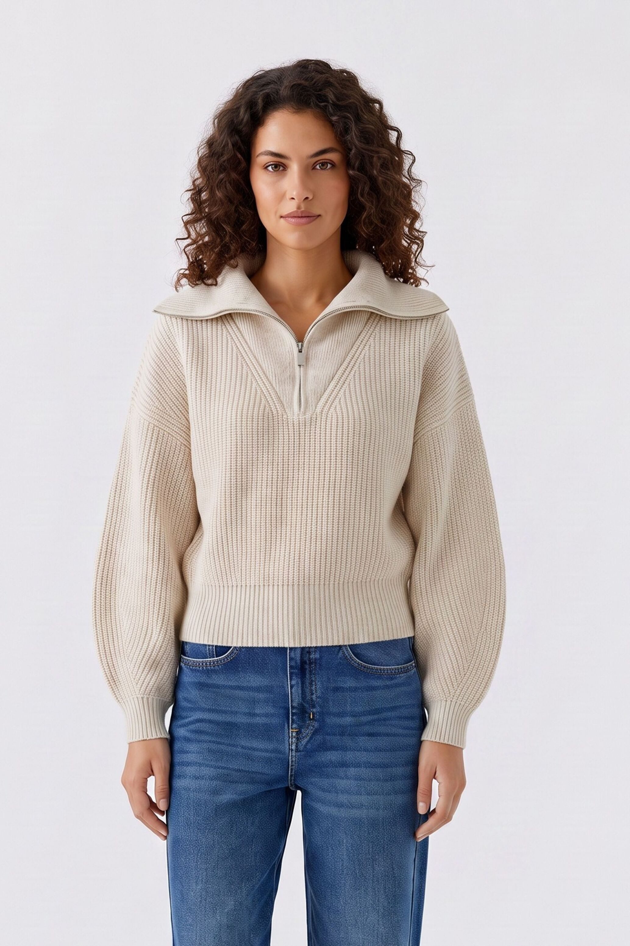Oui V-Ausschnitt-Pullover Lässig geschnitten V-Ausschnitt