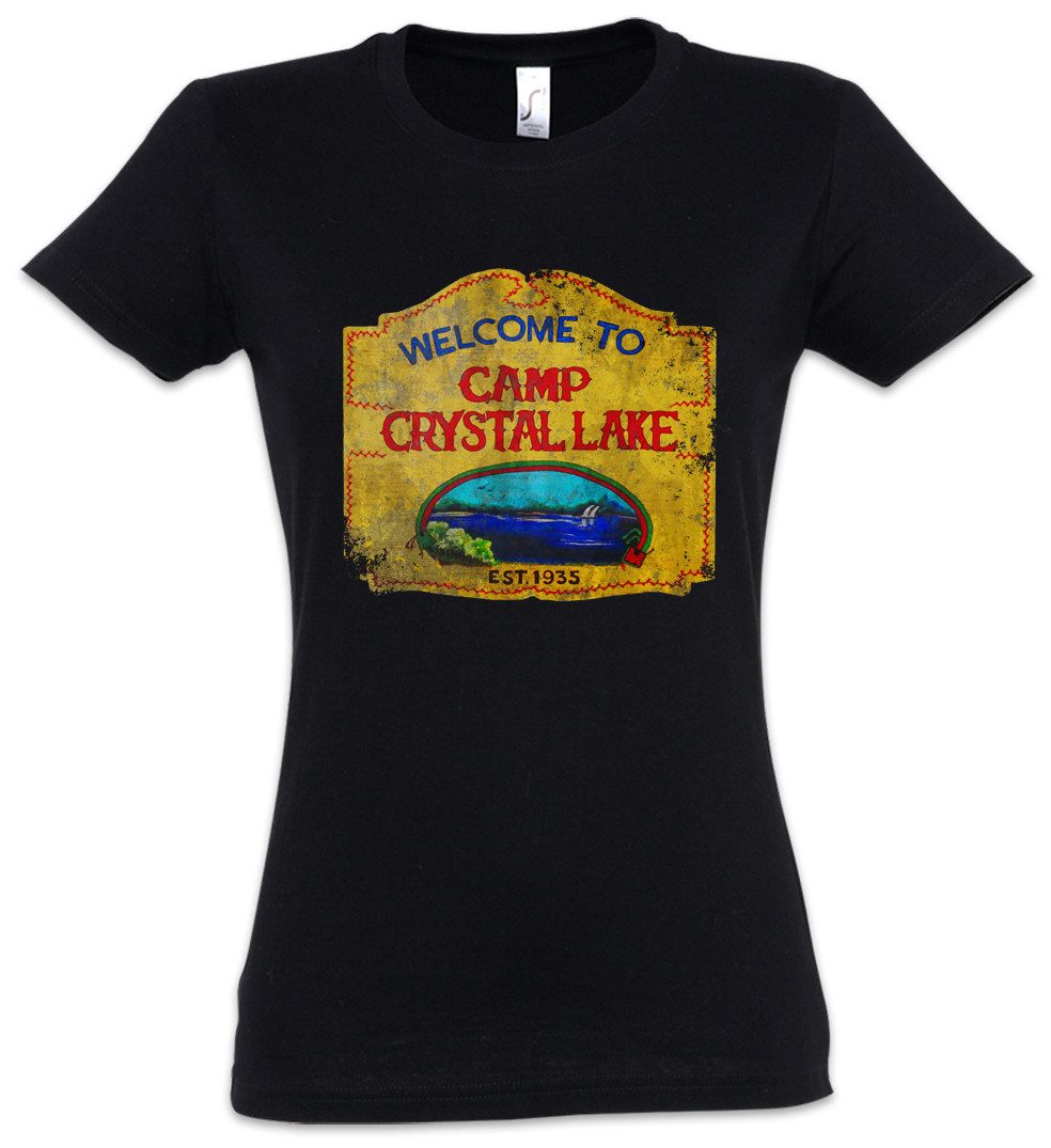 Urban Backwoods Print-Shirt Camp Crystal Lake Vintage Sign Damen T-Shirt Freitag Der Friday 13th (1-tlg) The 13 Jason Vorhees