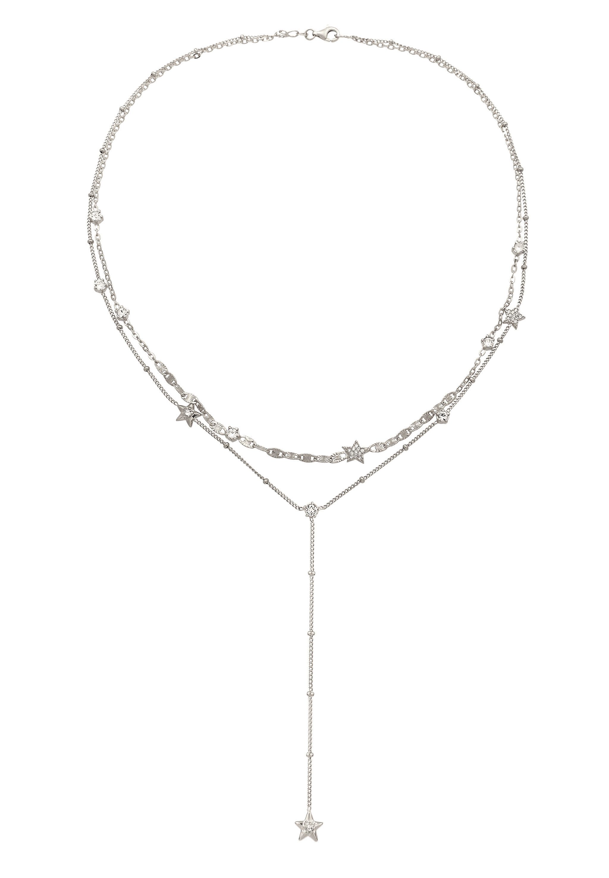 Elli Ketten-Set Layer Sterne mit Kristallen von Swarovski® Weiß 925 Sterlin günstig online kaufen