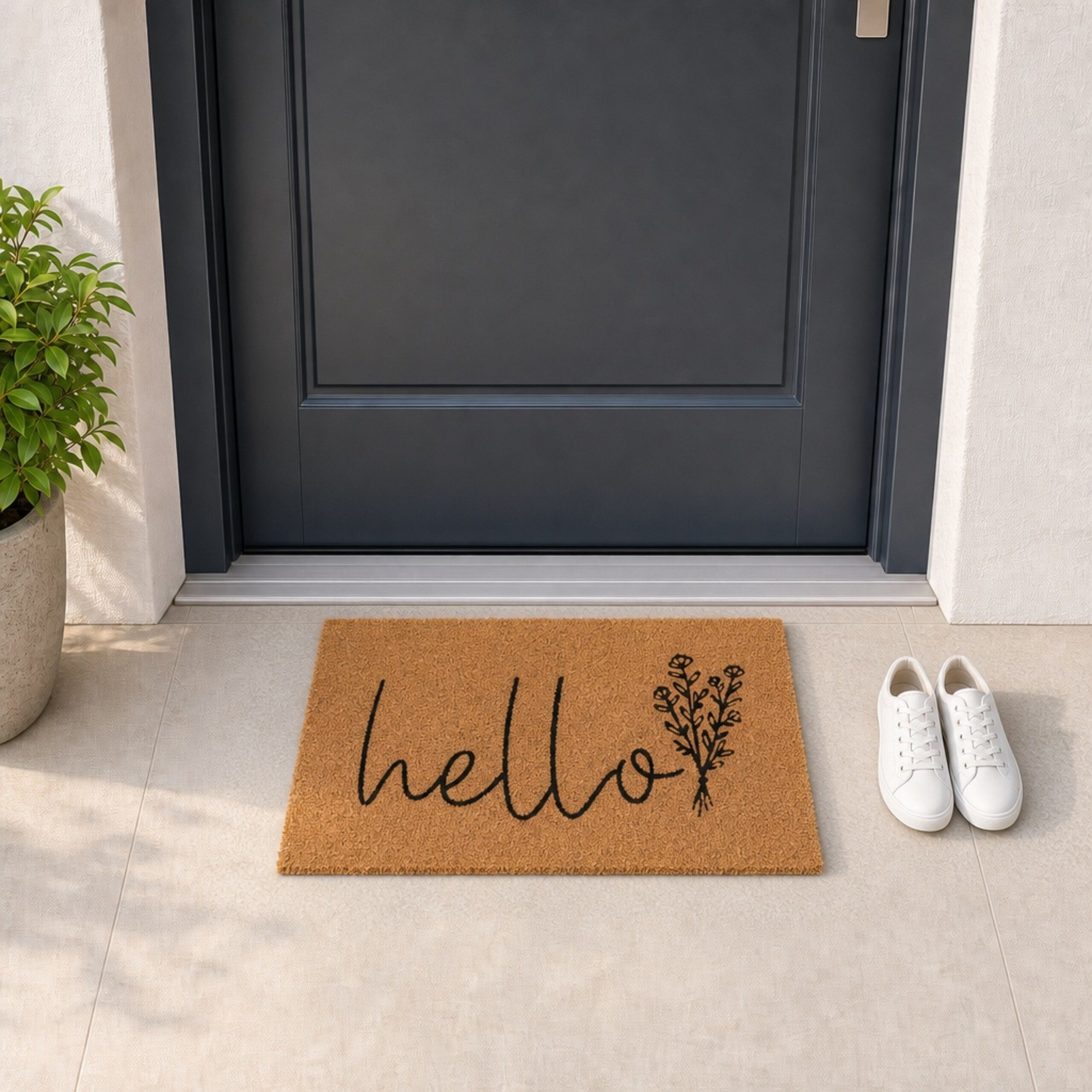 relaxdays Fußmatte Kokos Fußmatte "Hello", rechteckig, Höhe: 15 mm – Bild 3 von 5