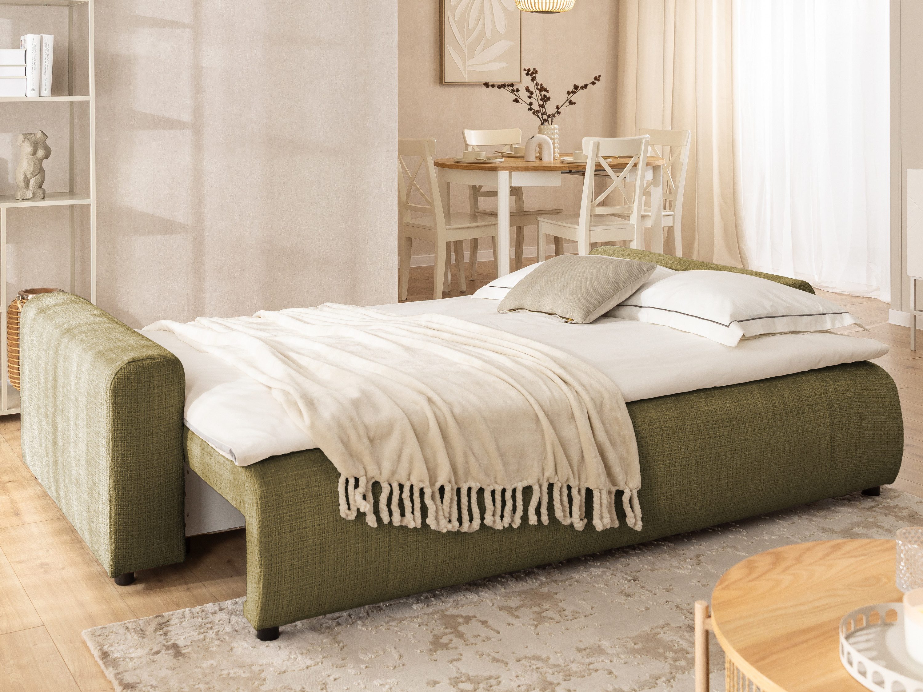 S-Style Möbel Schlafsofa Calma mit Bettkasten im Bumpy-Design aus Chenille-Stoff, mit Wellenfederung und hohem Sitzkomfort