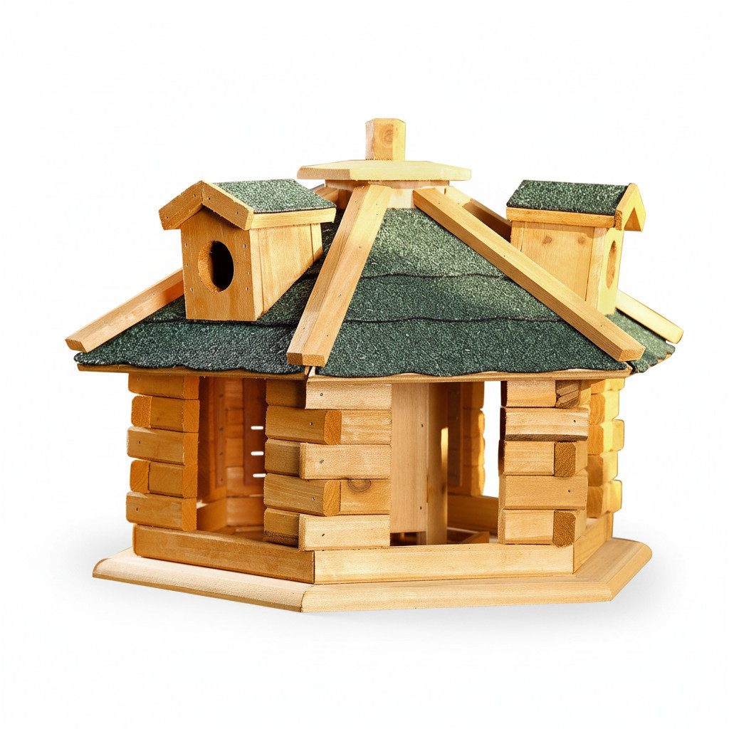 Mucola Vogelhaus Vogelfutterhaus Holz Vogelvilla 48 cm Futtersilo, Mit integriertem Futterspender und großzügigem Futterbereich