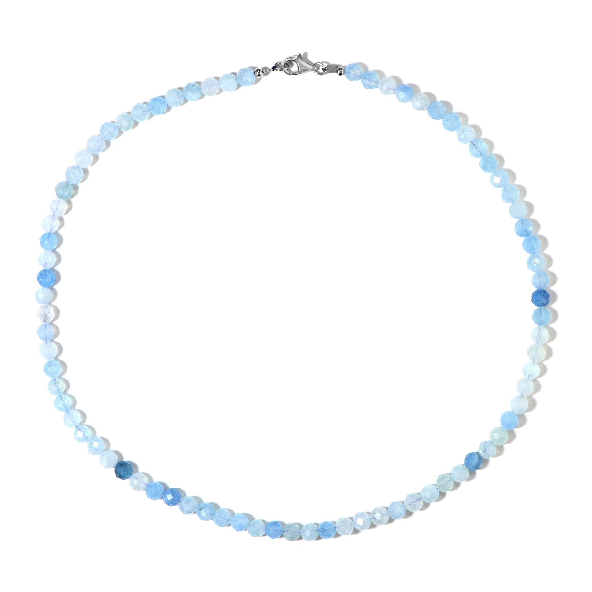 Cavill Silberkette Cavill Aquamarin 82,32 ct Halskette mit blauen Perlen 925 Silber (1-tlg)